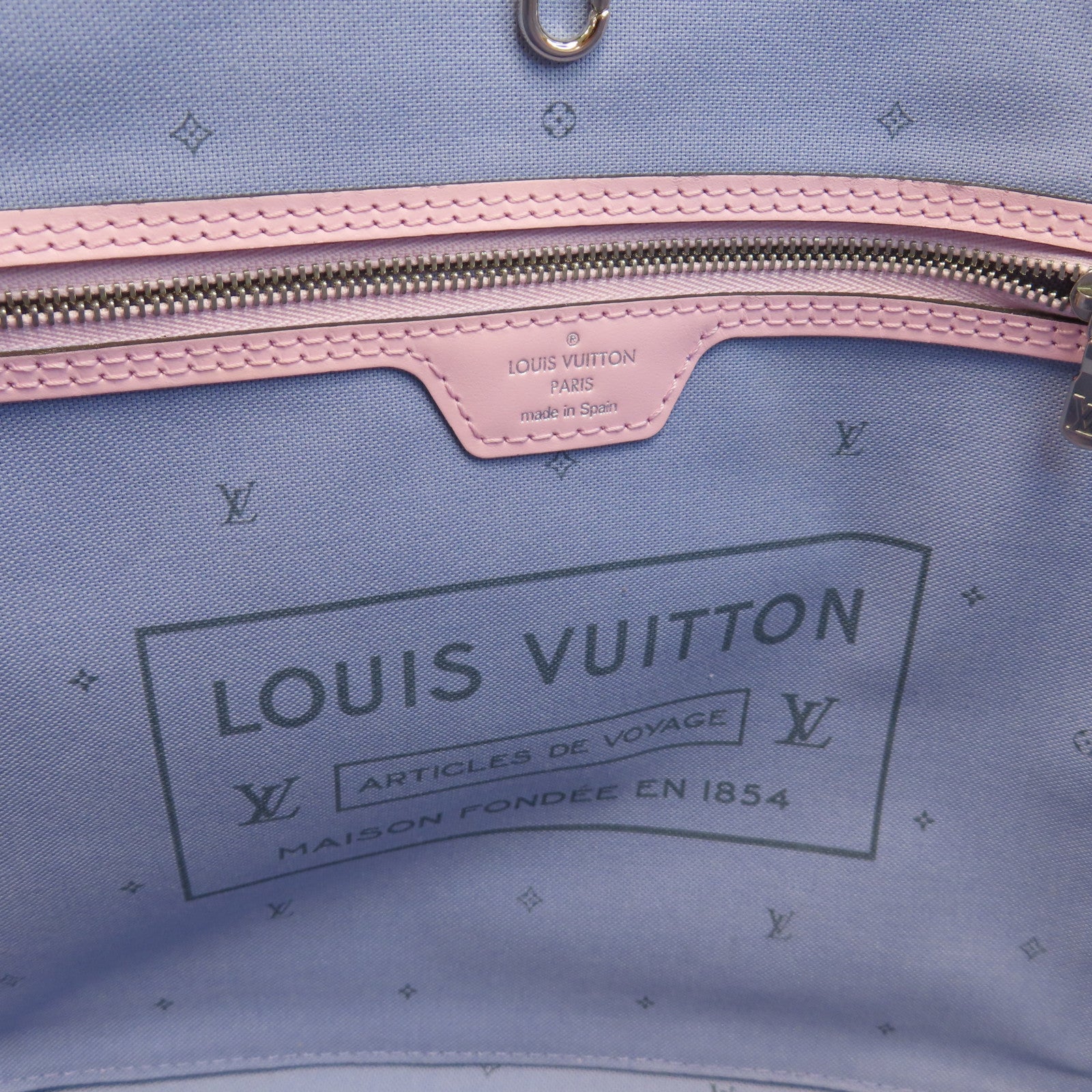 LOUIS VUITTON Escale Pastel Neverfull MM銀扣手挽袋粉紅色