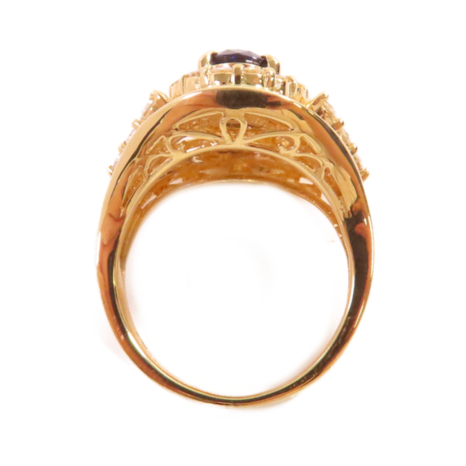 JEWELRY 【激減優惠】18K黃金/1.36ct藍寶石/1.8ct鑽石Sapphire Diamond Ring戒指US#5.25