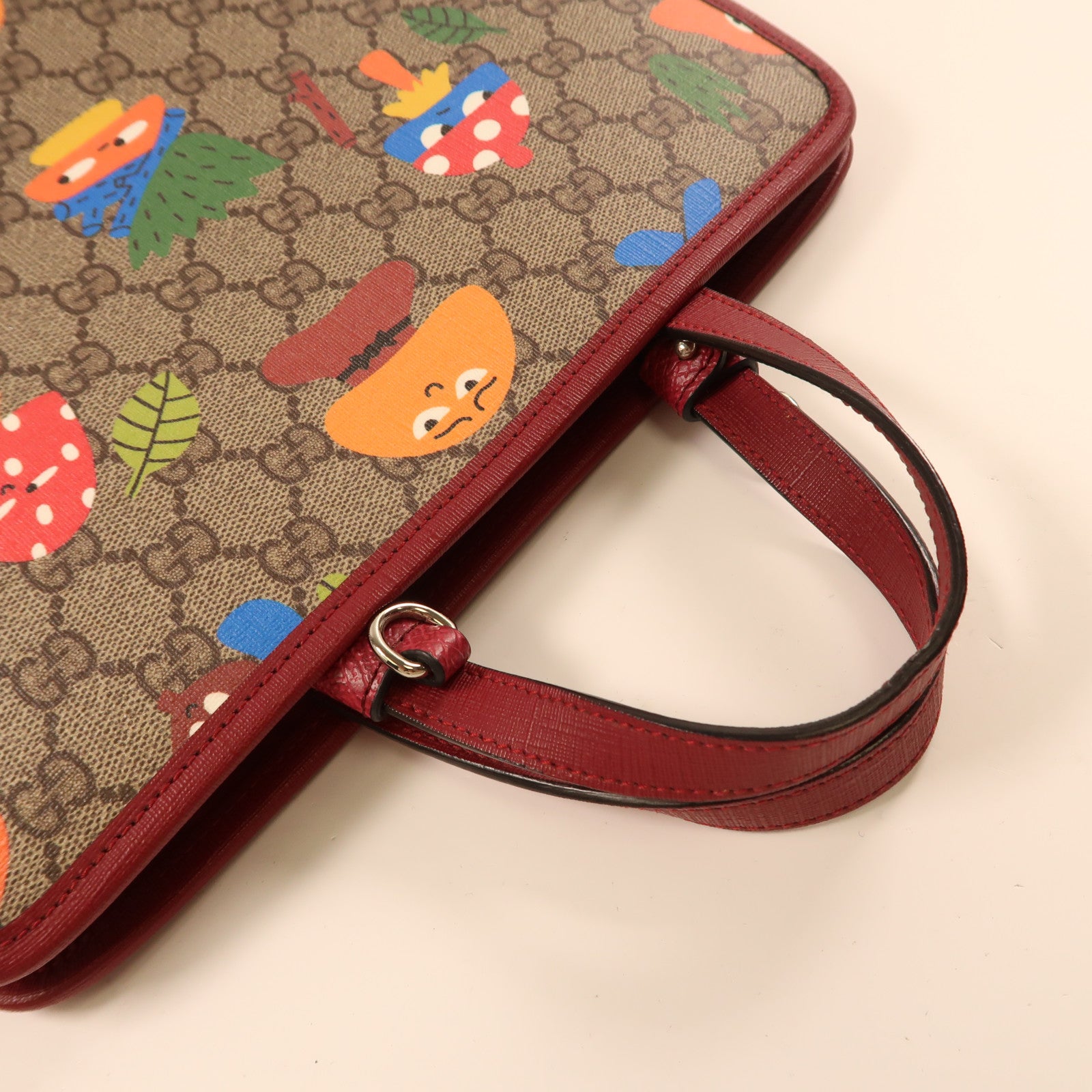 GUCCI 塗層帆布Hand Bag金扣手挽袋紅色/彩色