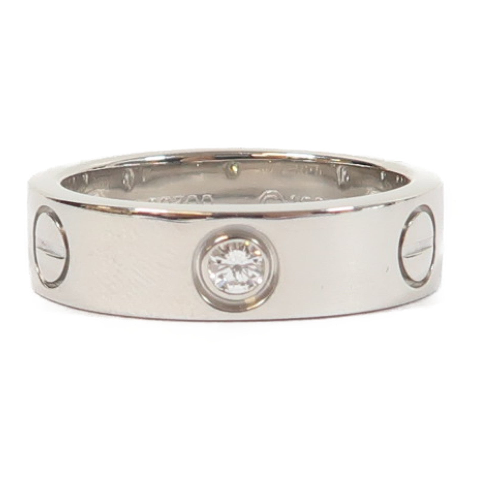 CARTIER 18K白金Love Ring 3 Diamonds鑽石戒指銀色US#6.75