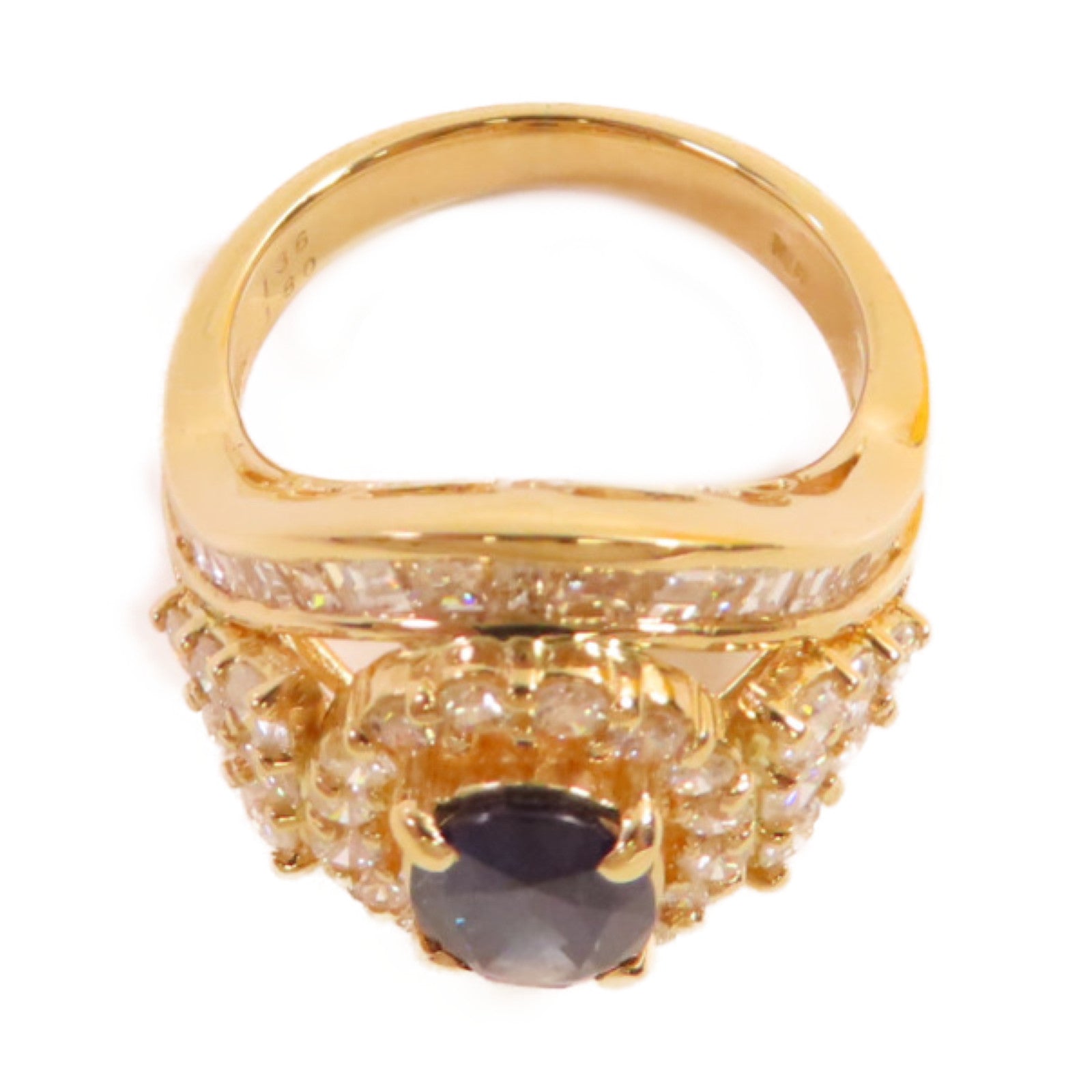 JEWELRY 【激減優惠】18K黃金/1.36ct藍寶石/1.8ct鑽石Sapphire Diamond Ring戒指US#5.25