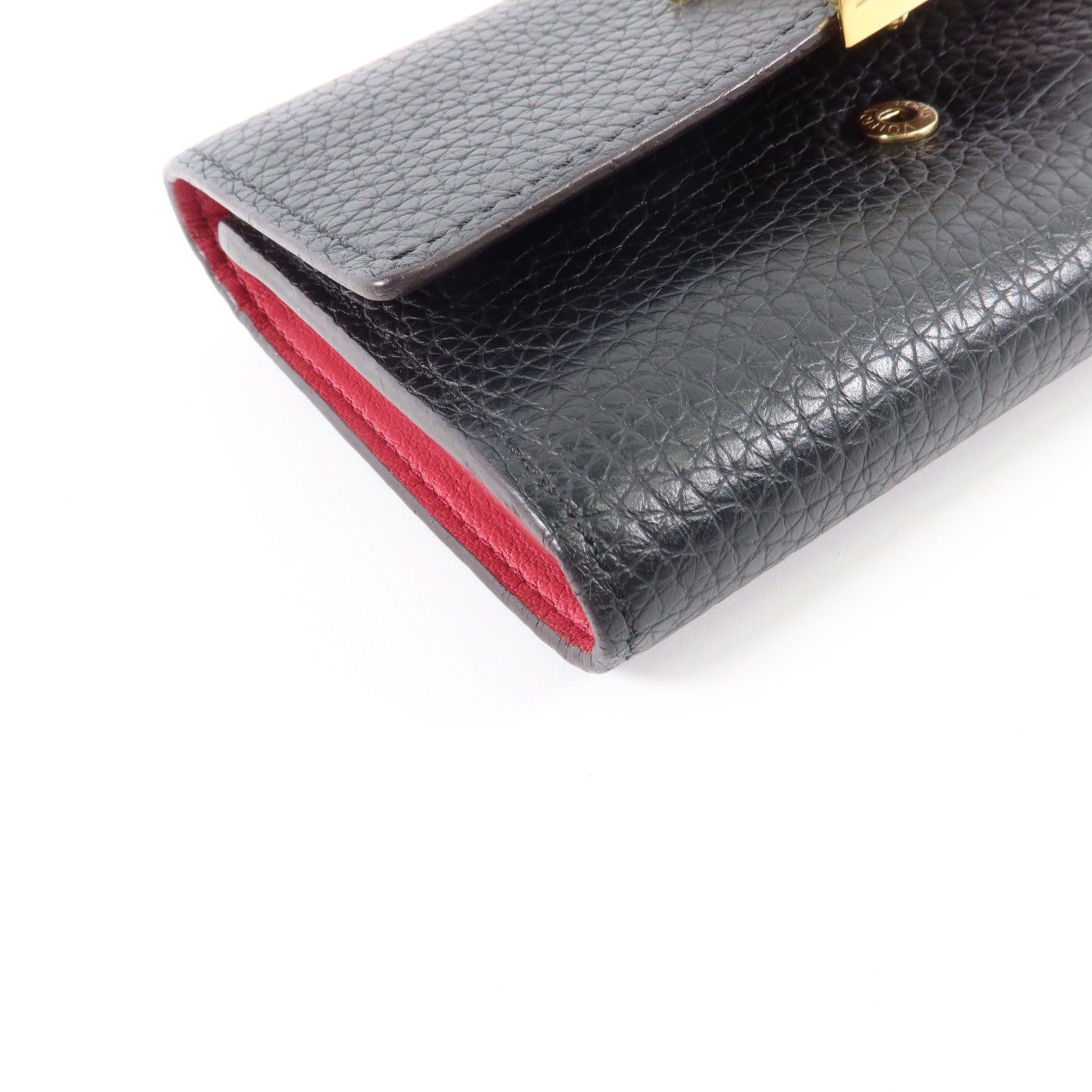 LOUIS VUITTON Taurillon Capucines Compact Wallet金扣錢包