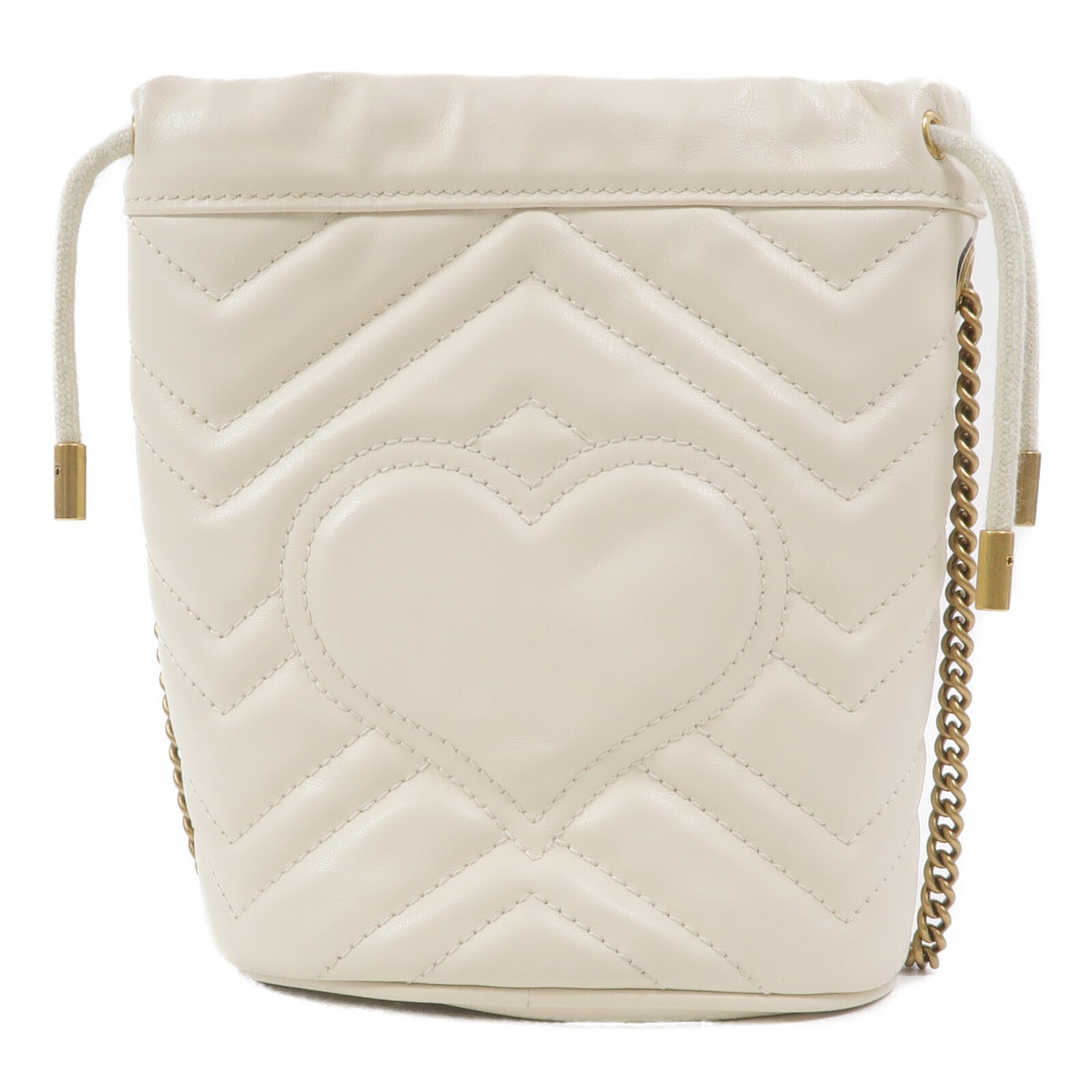 GUCCI 牛皮皮革GG Marmont Mini Bucket鏈帶肩背袋