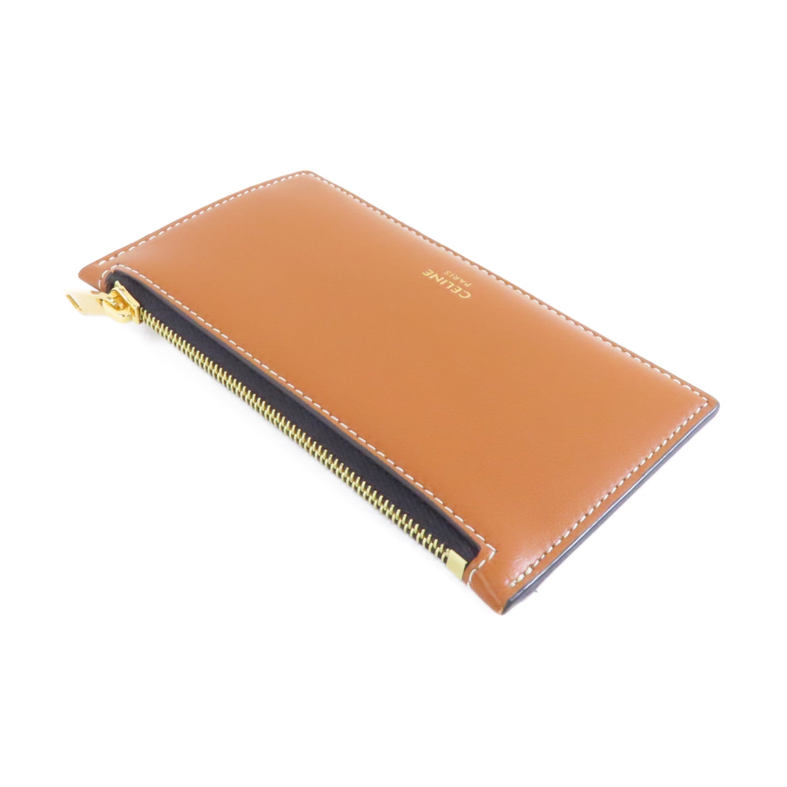 CELINE 塗層帆布Card Case金扣卡片套黑色/棕色