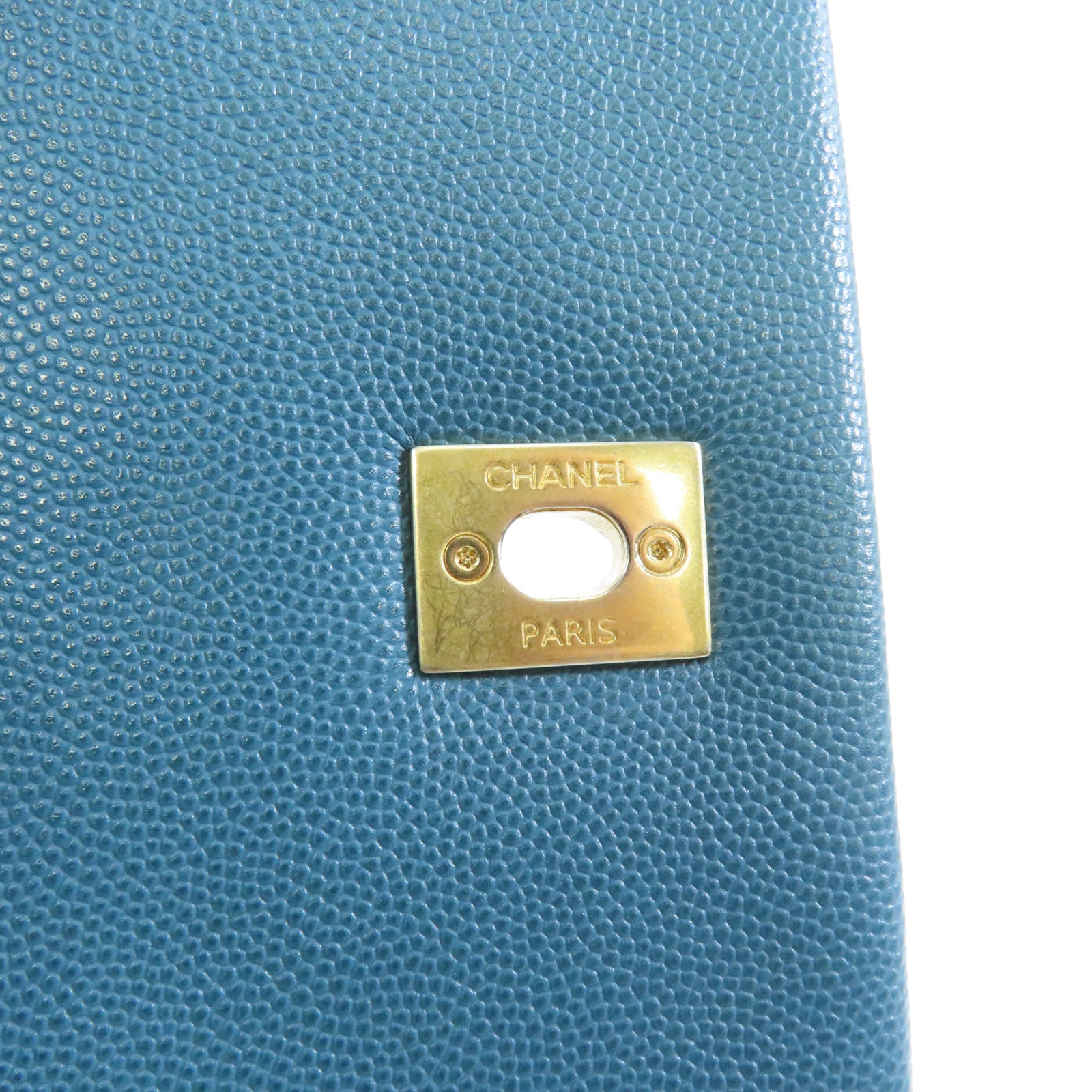 CHANEL 【激減優惠】菱格Caviar皮革Coco Handle Medium金扣手挽肩背兩用袋綠色