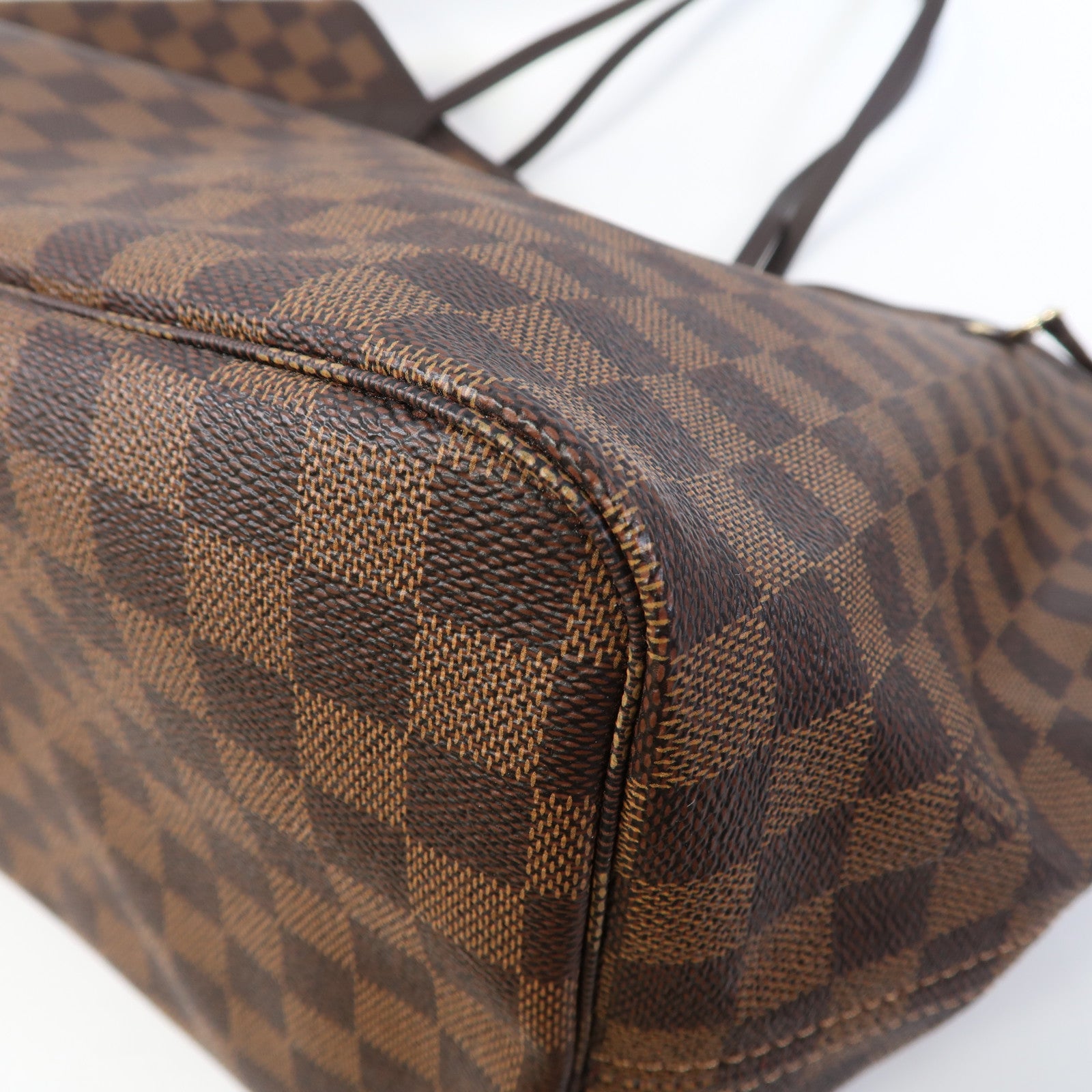 LOUIS VUITTON Damier Neverfull GM金扣手挽袋啡色