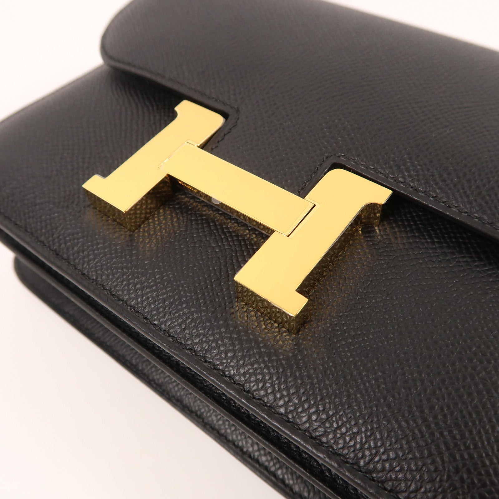 HERMES Epsom皮革Constance Mini金扣肩背袋Noir