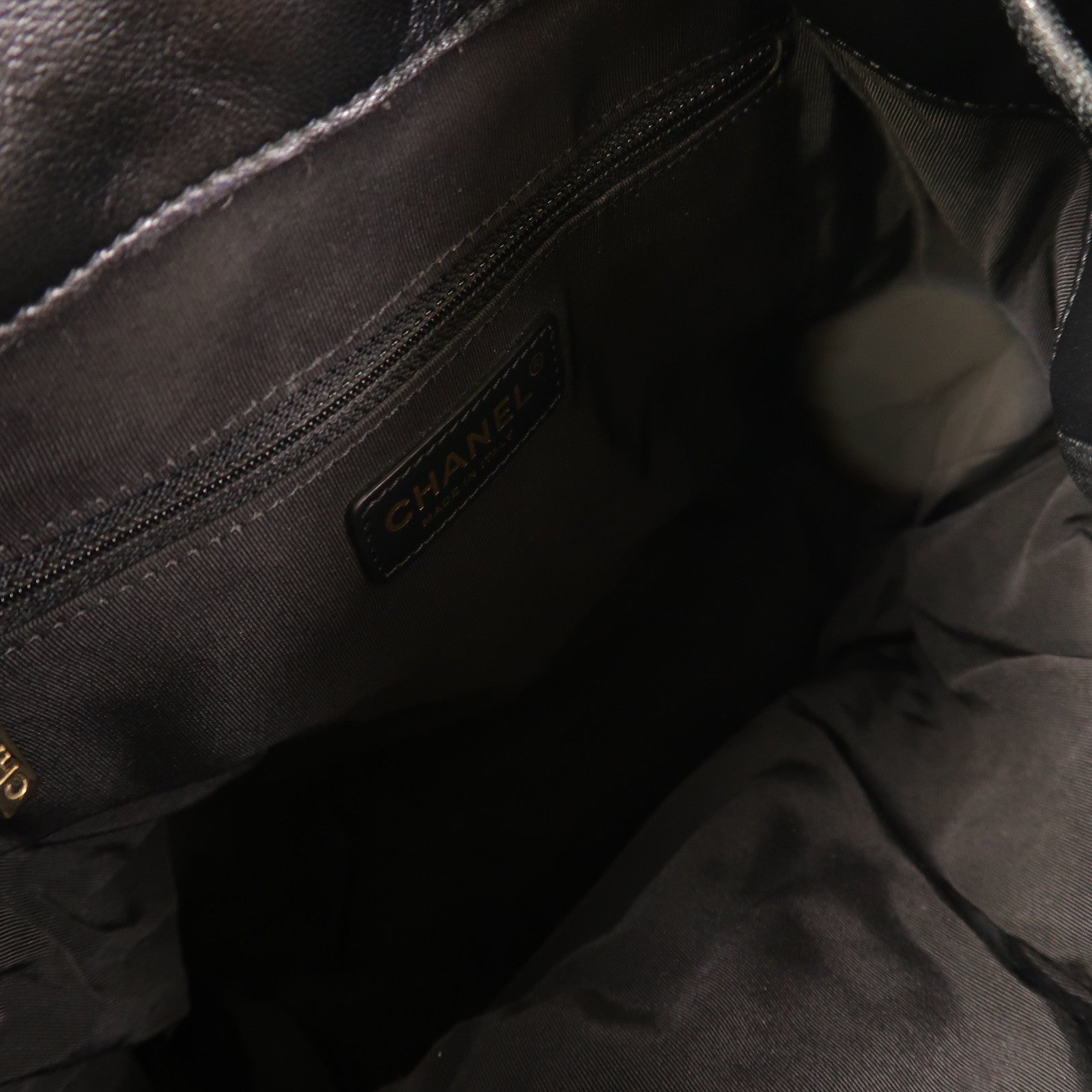 CHANEL 菱格牛皮皮革Backpack金扣背包黑色