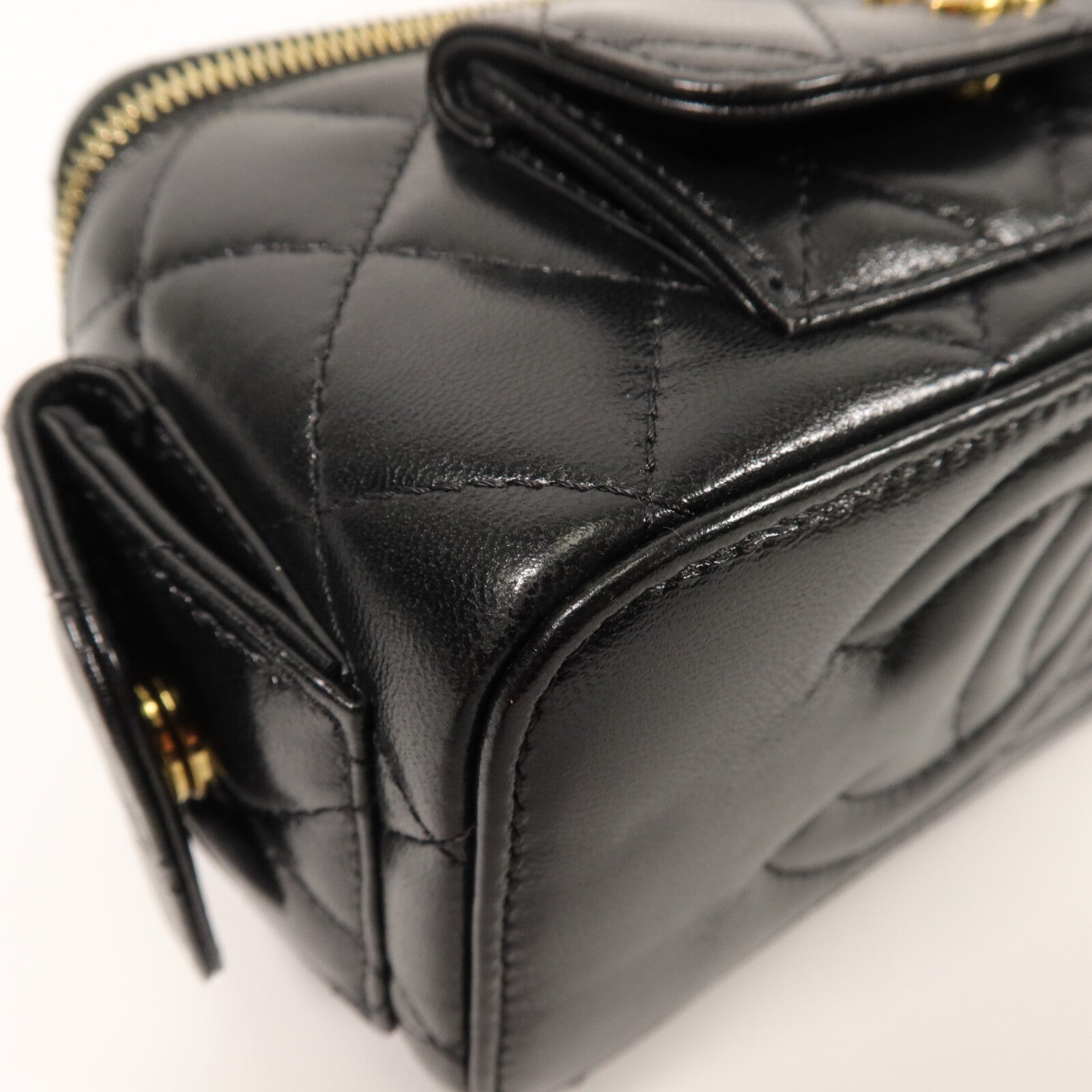 CHANEL 牛皮皮革Vanity Case鏈帶手挽肩背兩用袋