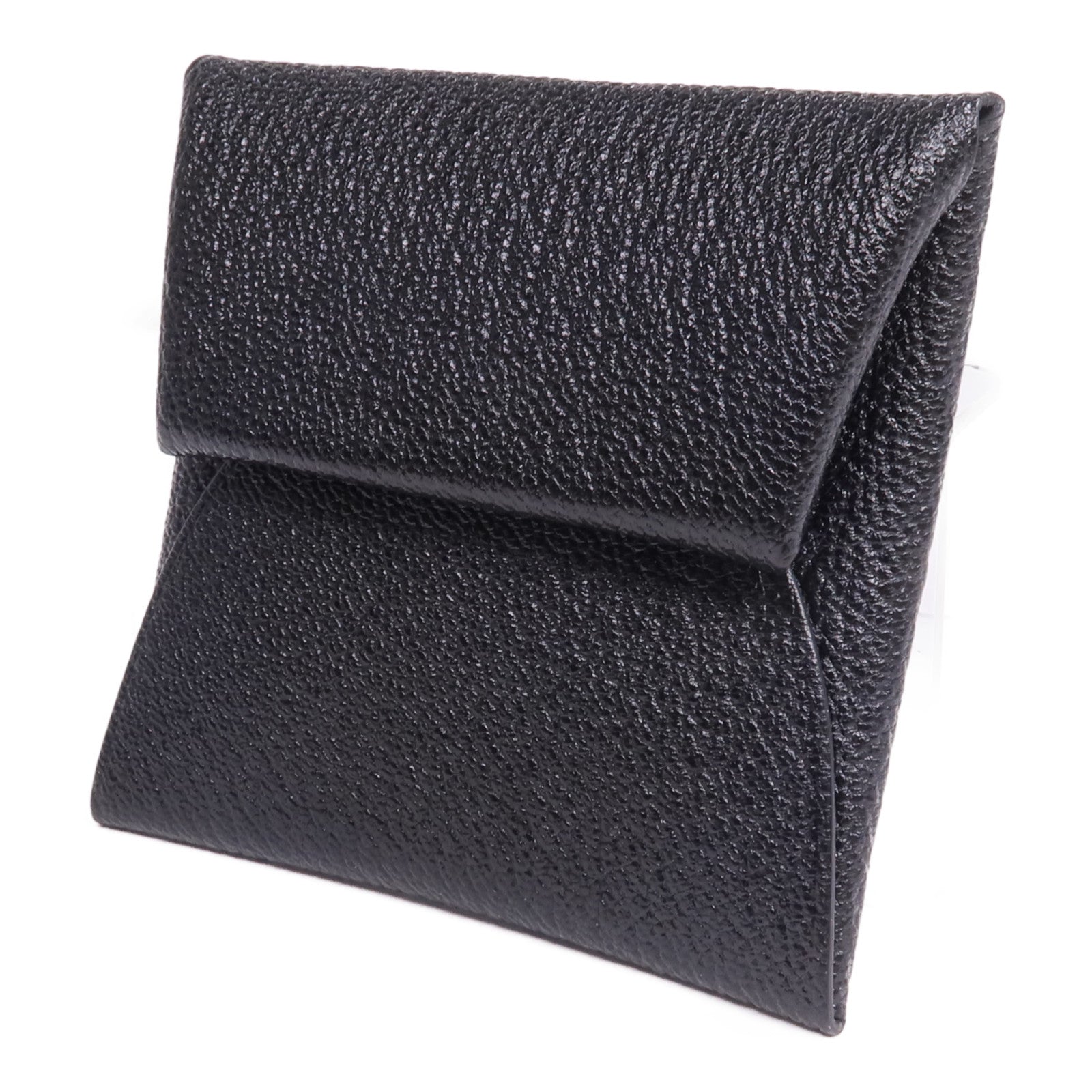 HERMES Chevre皮革Bastia零錢包Noir