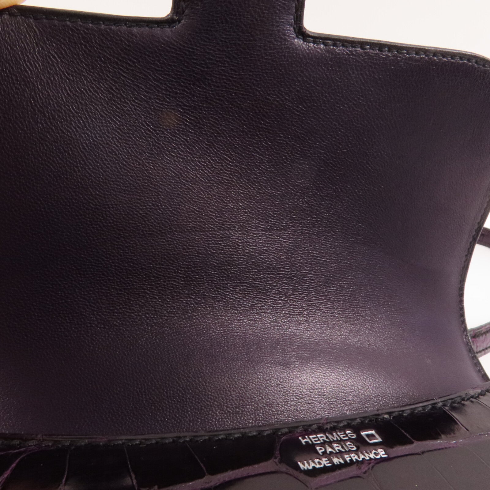HERMES 皮革Constance Mini銀扣肩背袋Amethyst