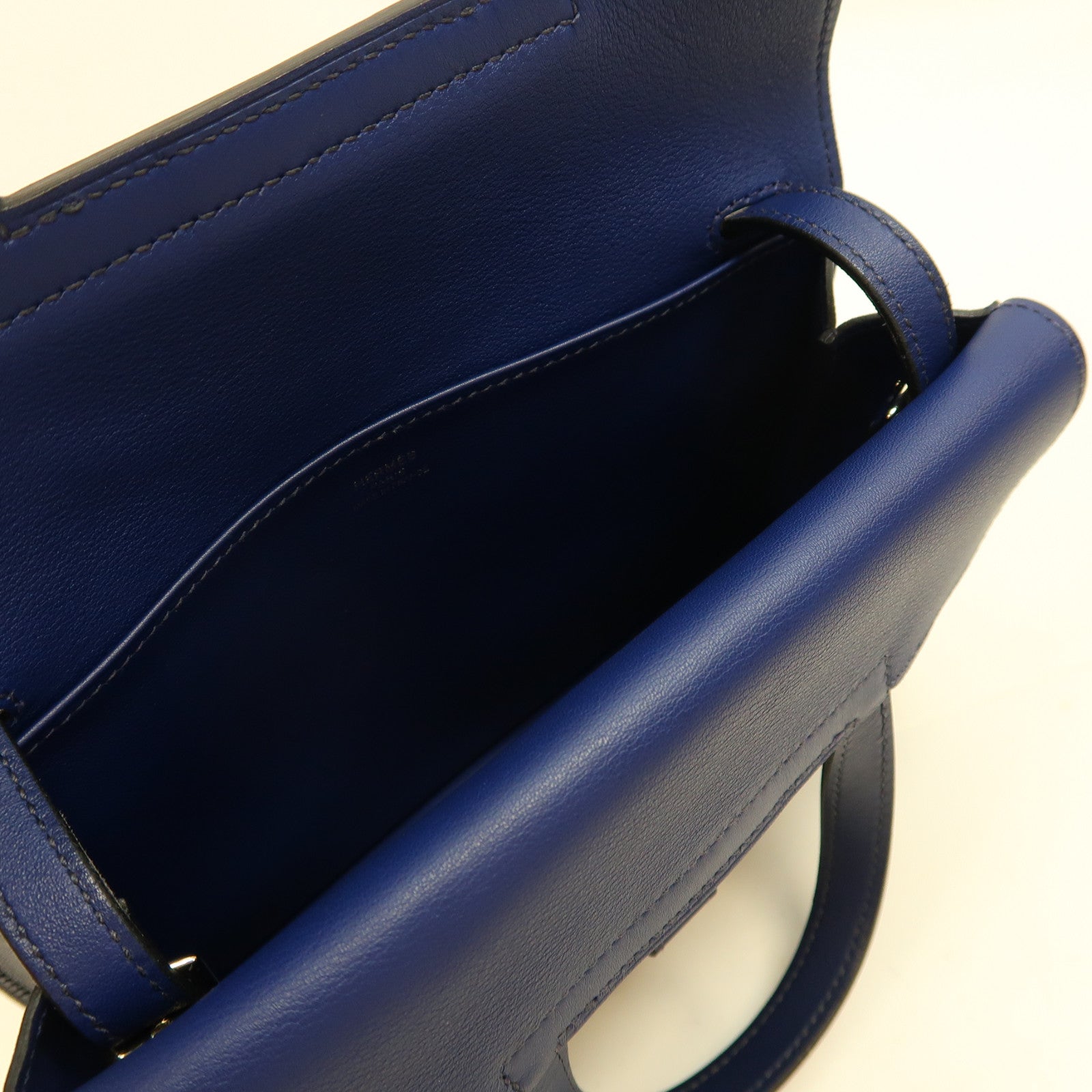 HERMES Swift皮革Mini Halzan 22銀扣手挽肩背兩用袋藍色