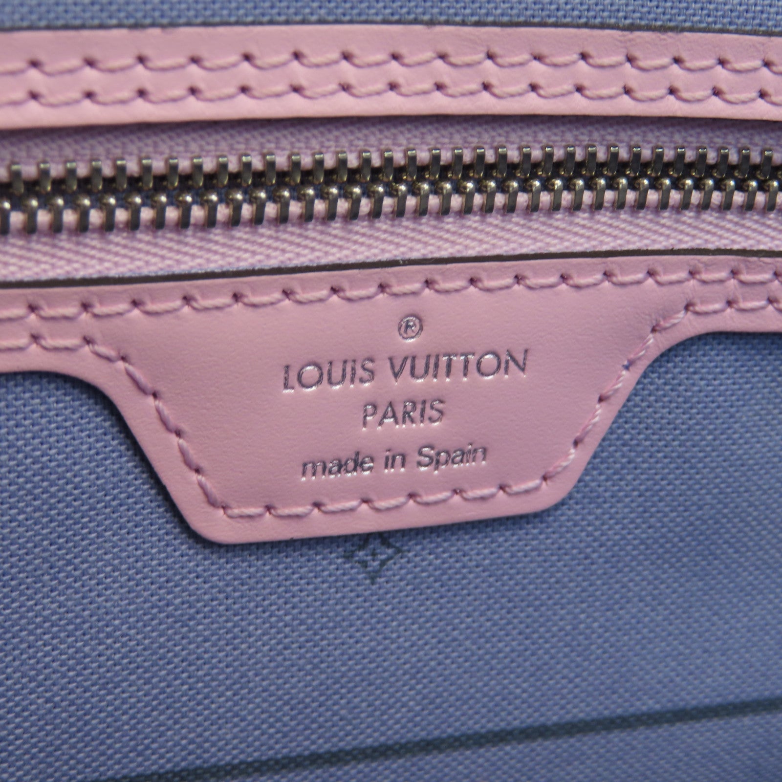 LOUIS VUITTON Escale Pastel Neverfull MM銀扣手挽袋粉紅色