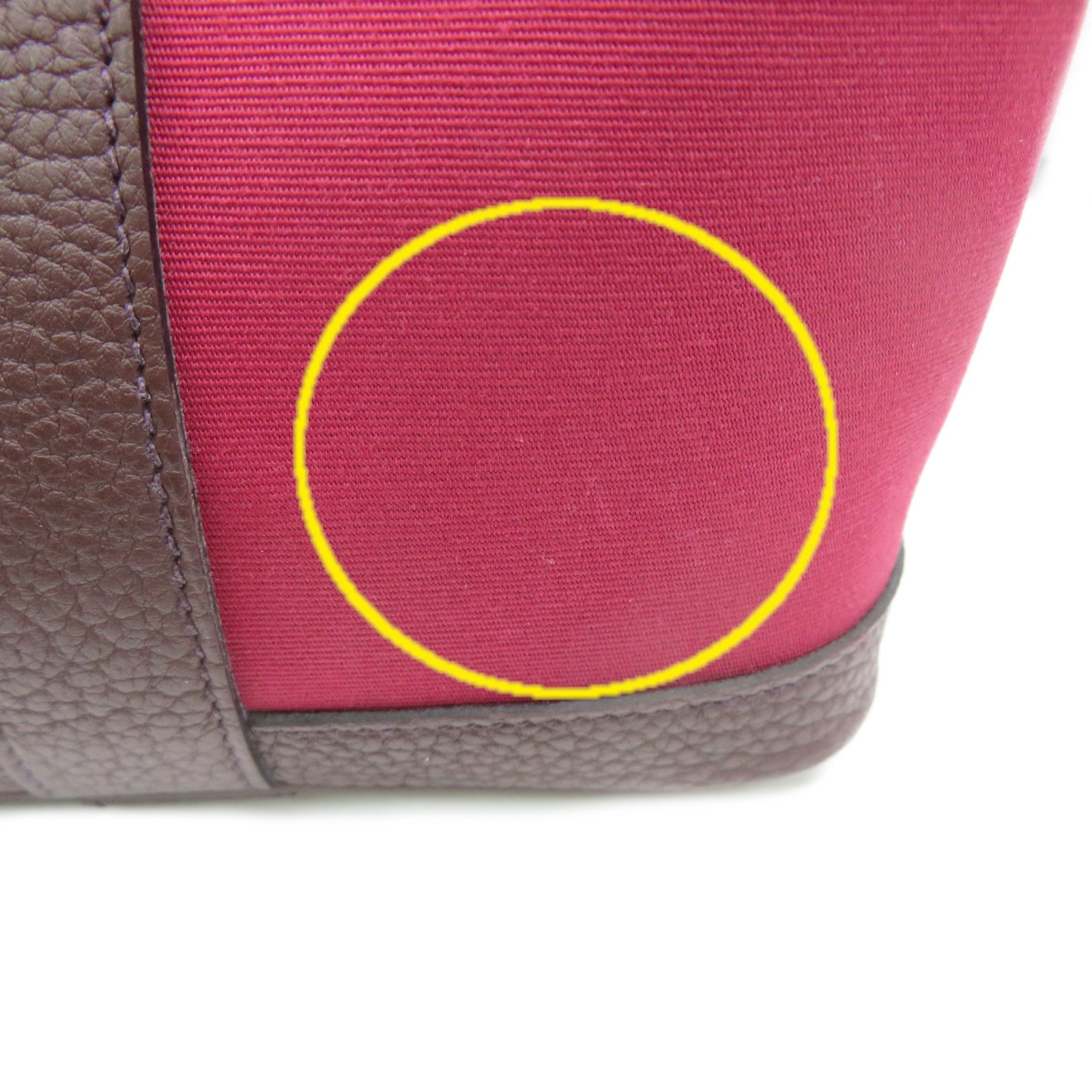 HERMES 【激減優惠】Toile H帆布Garden Party TPM Hand Bag銀扣手挽袋OG酒紅色