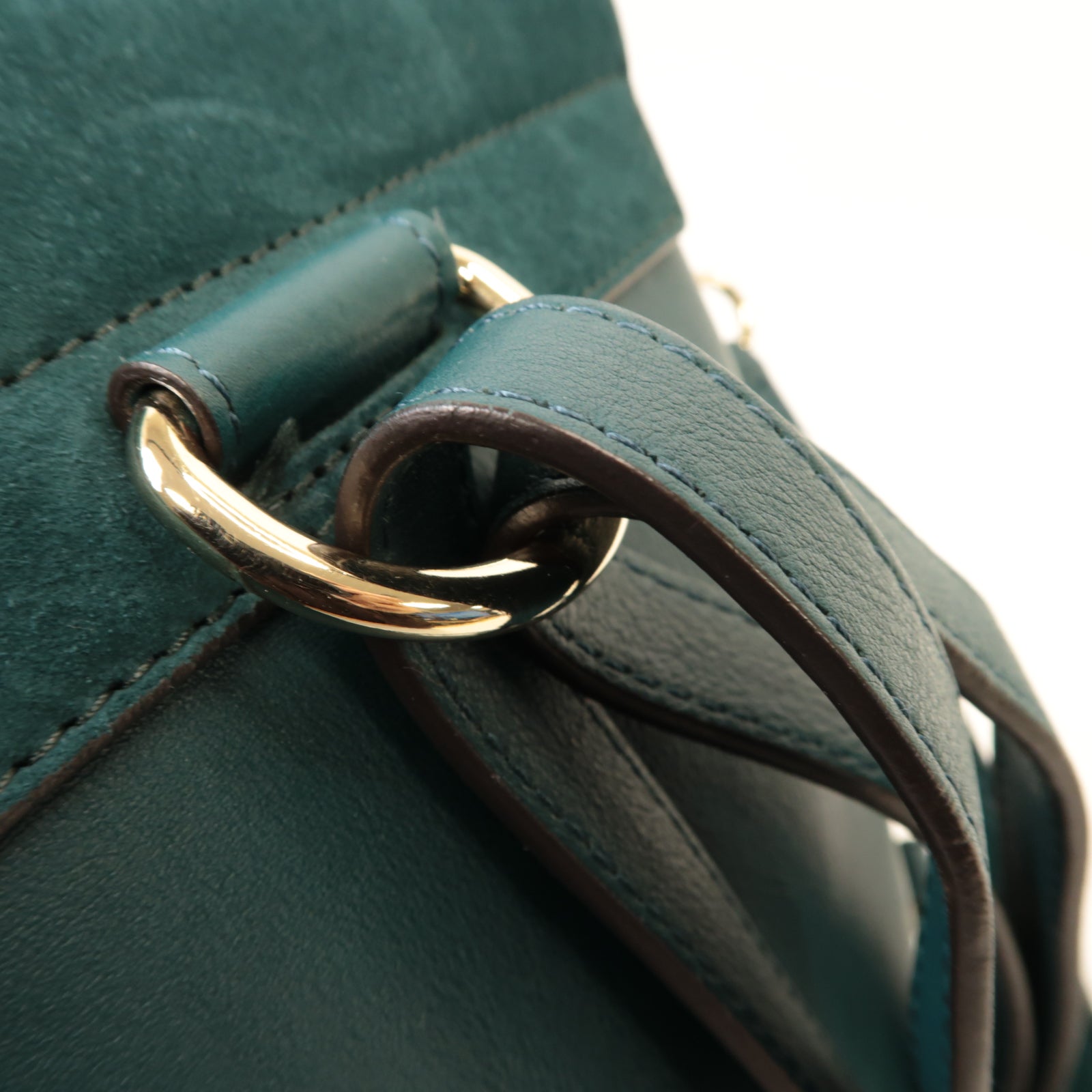 Chloe 【激減優惠】麂皮/牛皮皮革Backpack金扣背包綠色