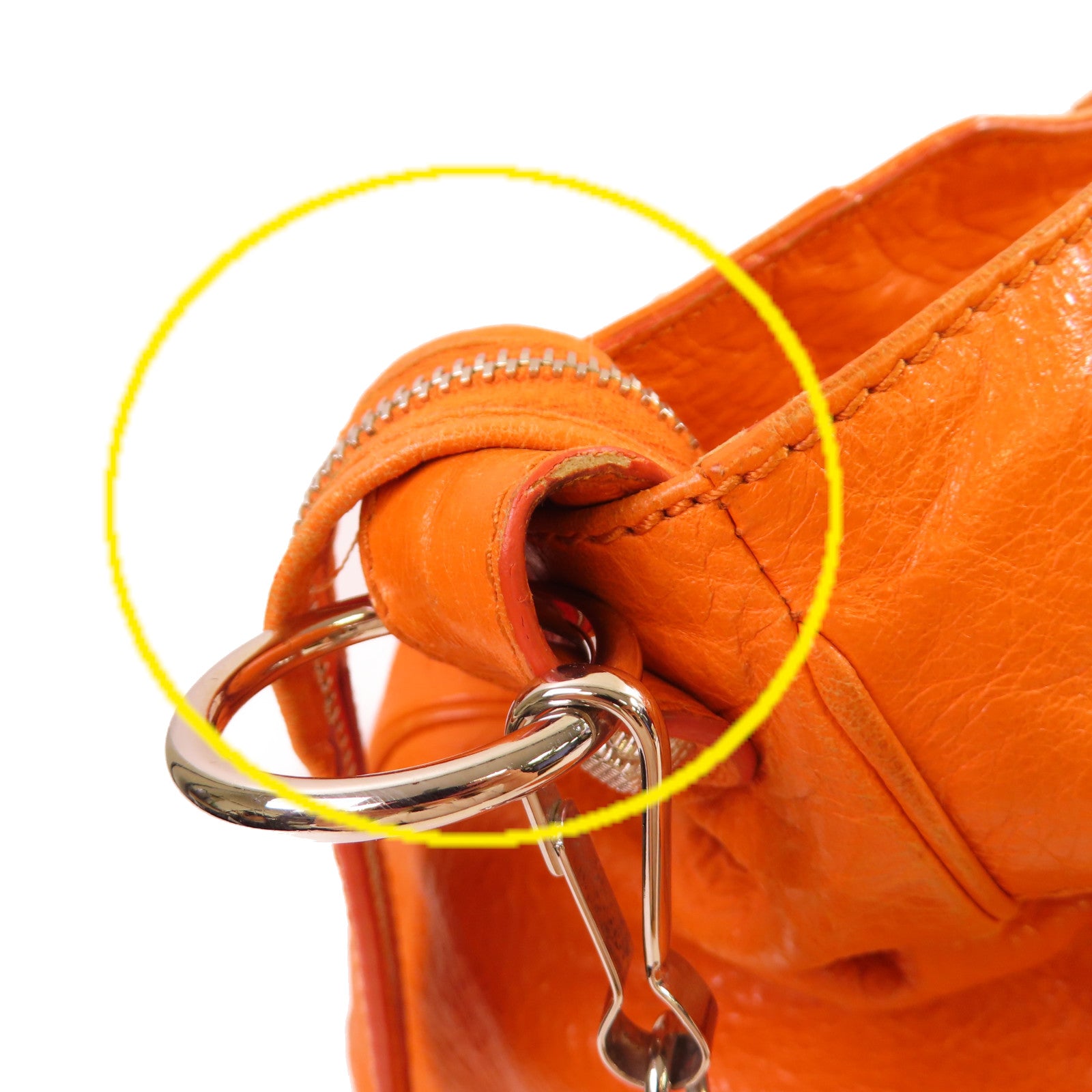 BALENCIAGA 羊皮皮革Velo Giant 2Way Shoulder Bag銀扣手挽肩背兩用袋橙色