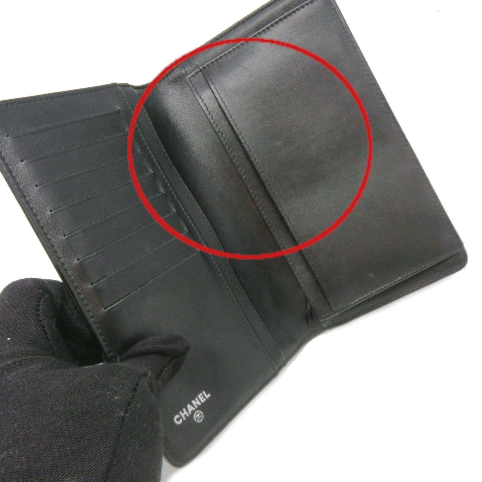 CHANEL 【激減優惠】牛皮皮革Long Wallet銀扣長錢包黑色