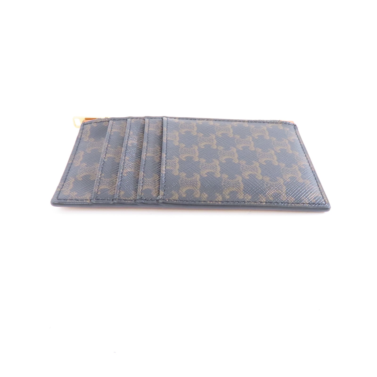 CELINE 塗層帆布Card Case金扣卡片套黑色/棕色