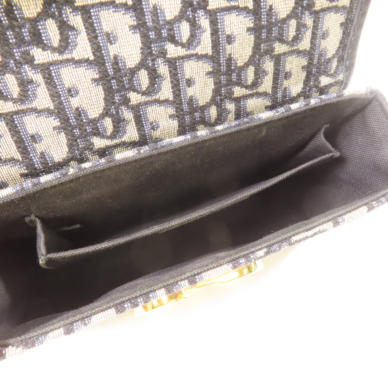 Dior 帆布30 Montaigne金扣肩背袋藍色