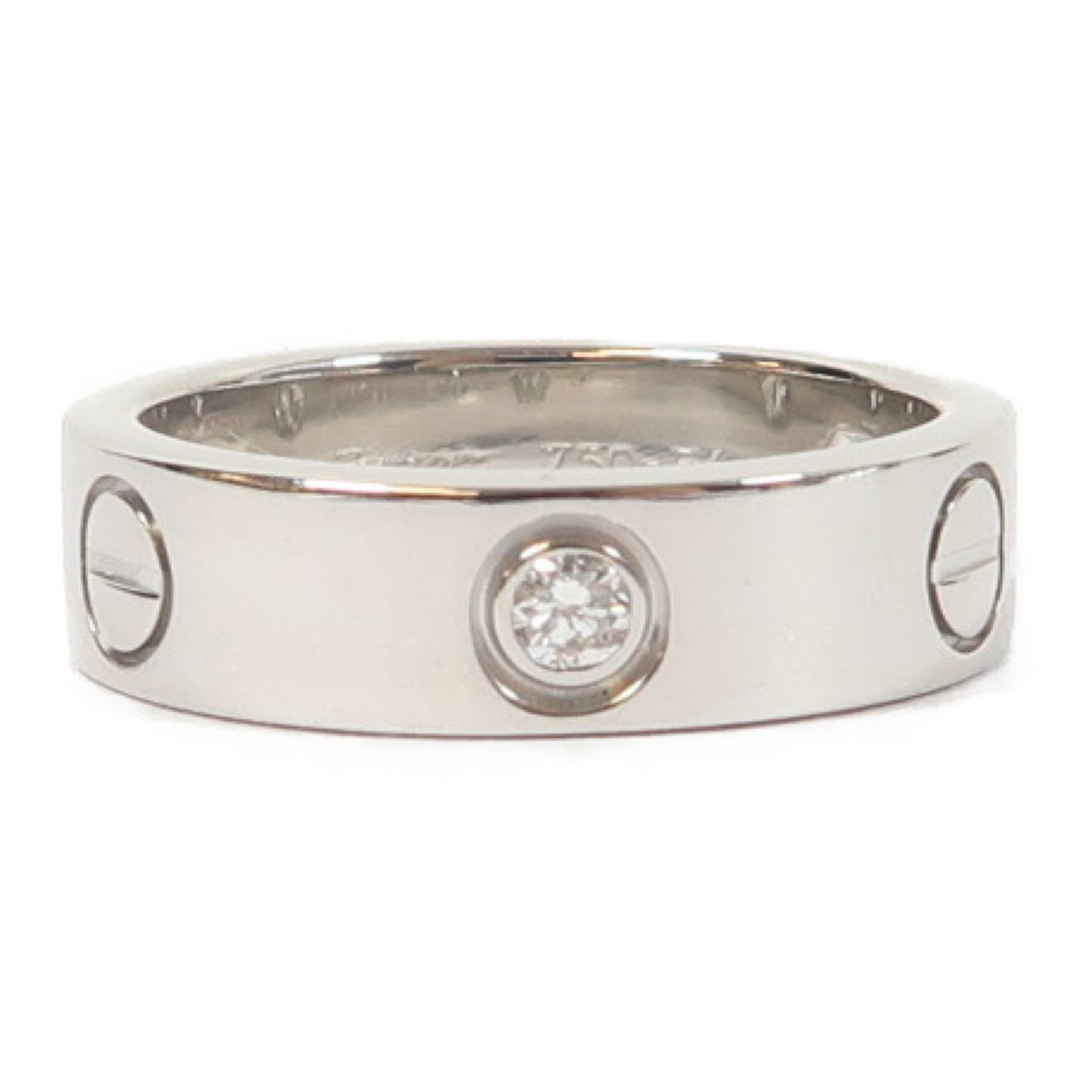 CARTIER 18K白金Love Ring 3 Diamonds鑽石戒指銀色US#6.75