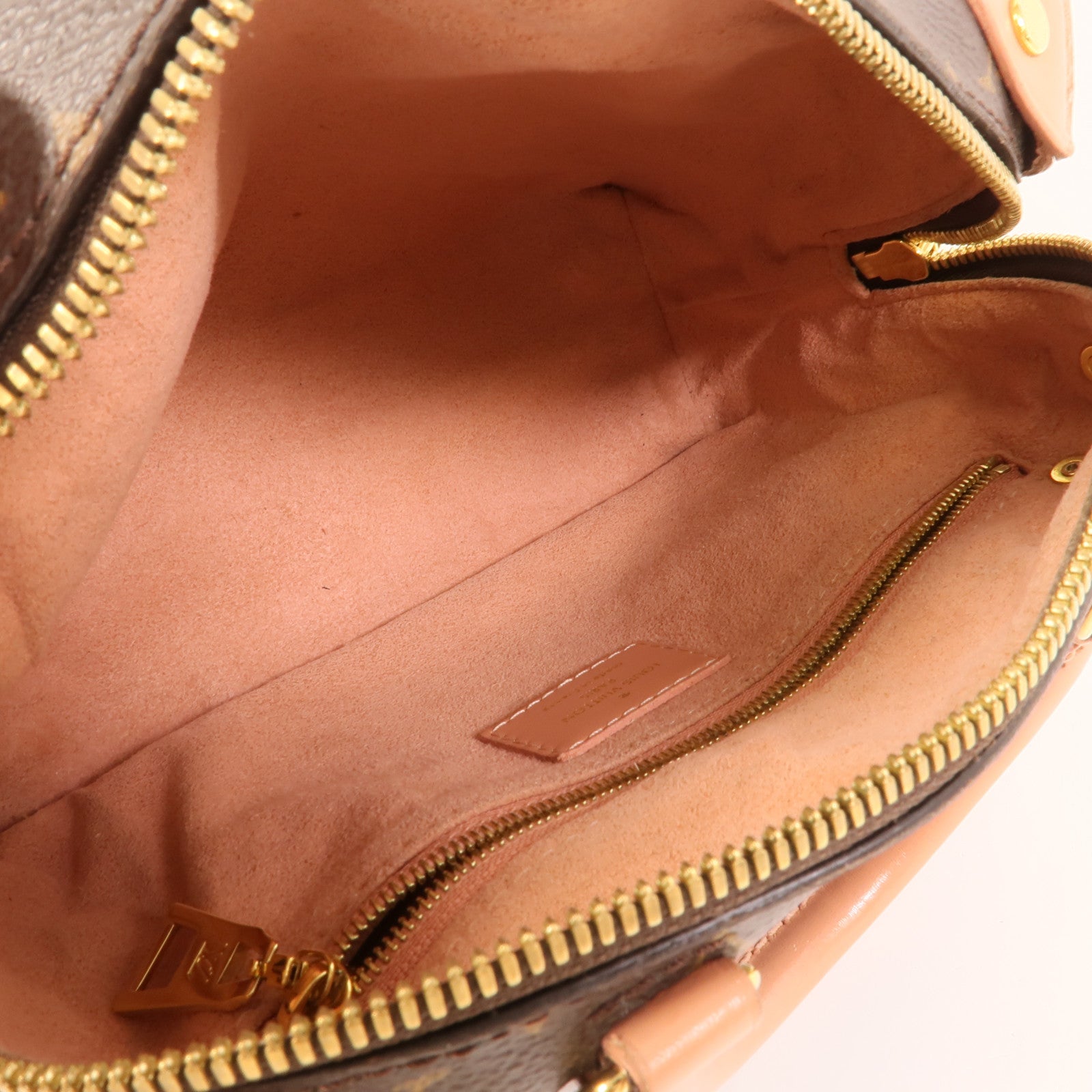 LOUIS VUITTON Monogram Petite Malle Souple金扣手挽肩背兩用袋棕色/粉紅色