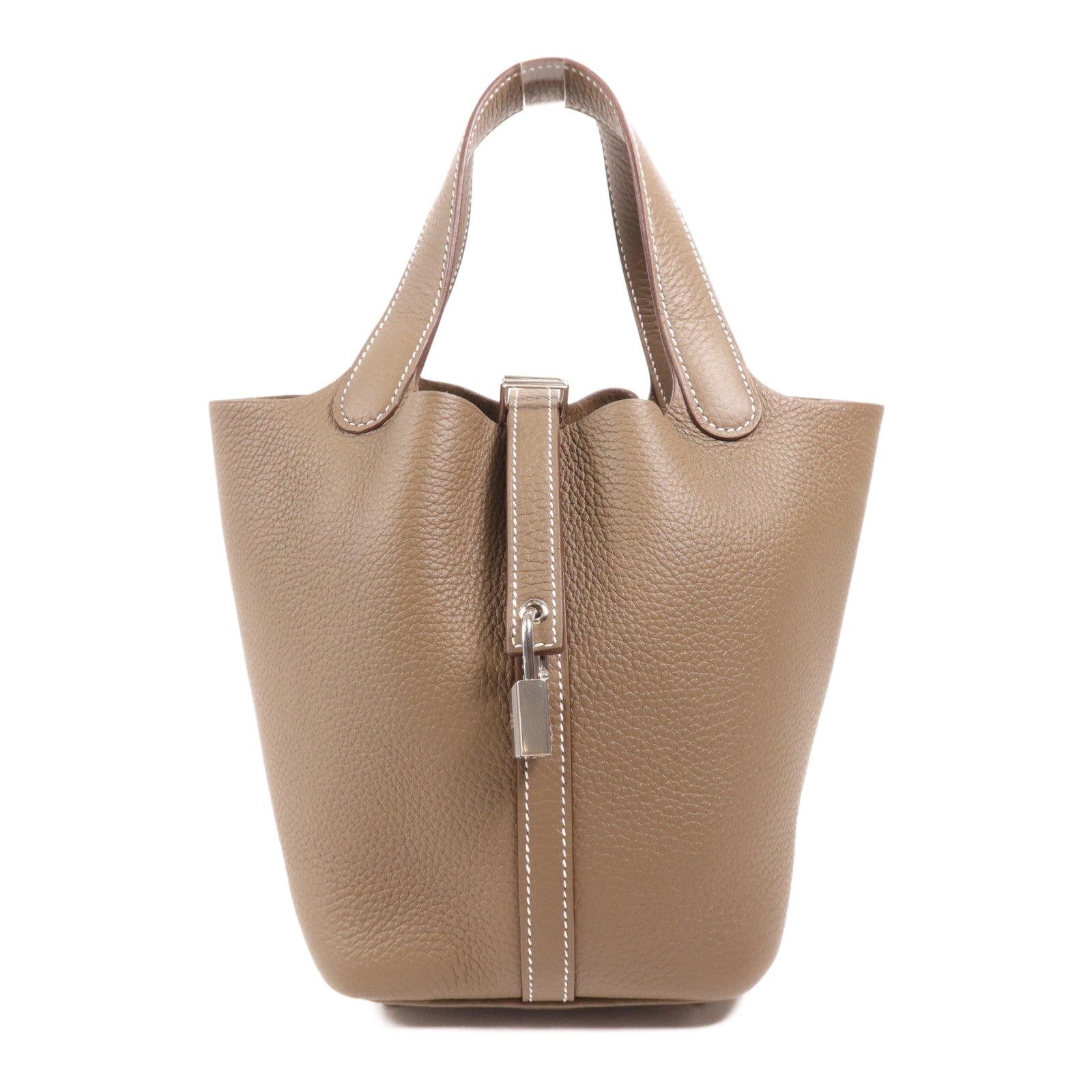 HERMES Clemence皮革Picotin PM銀扣手挽袋