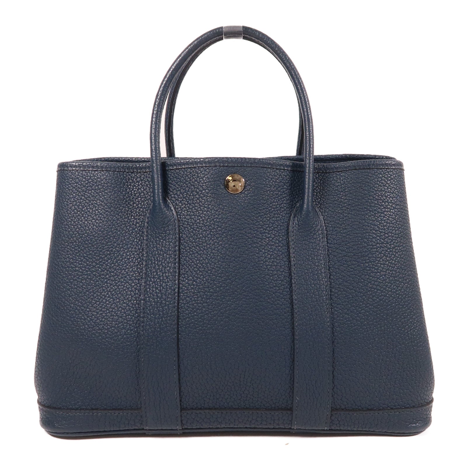 HERMES Negonda皮革Garden Party TPM銀扣手挽袋Bleu De Prusse