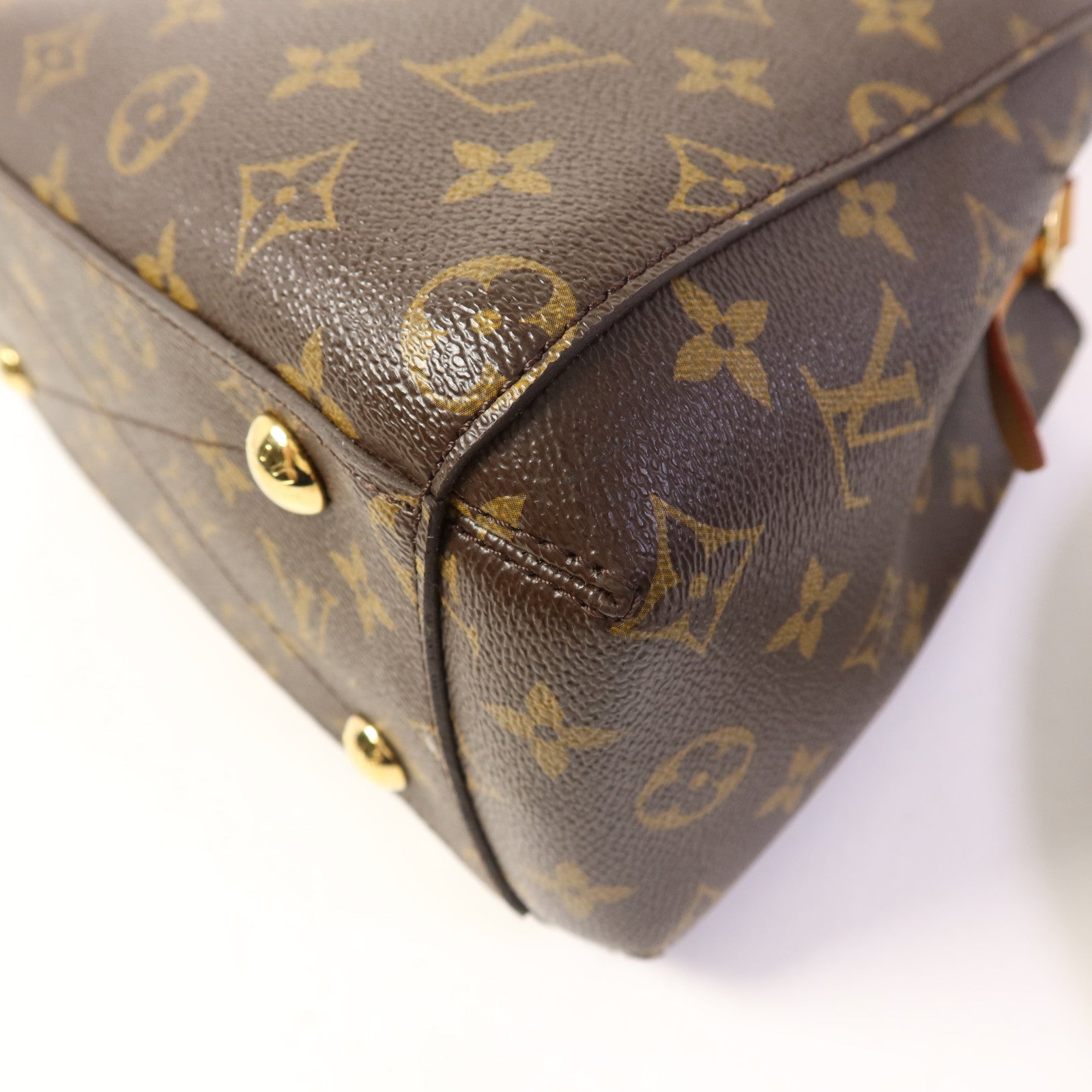 LOUIS VUITTON Monogram Montaigne BB金扣手挽肩背兩用袋棕色