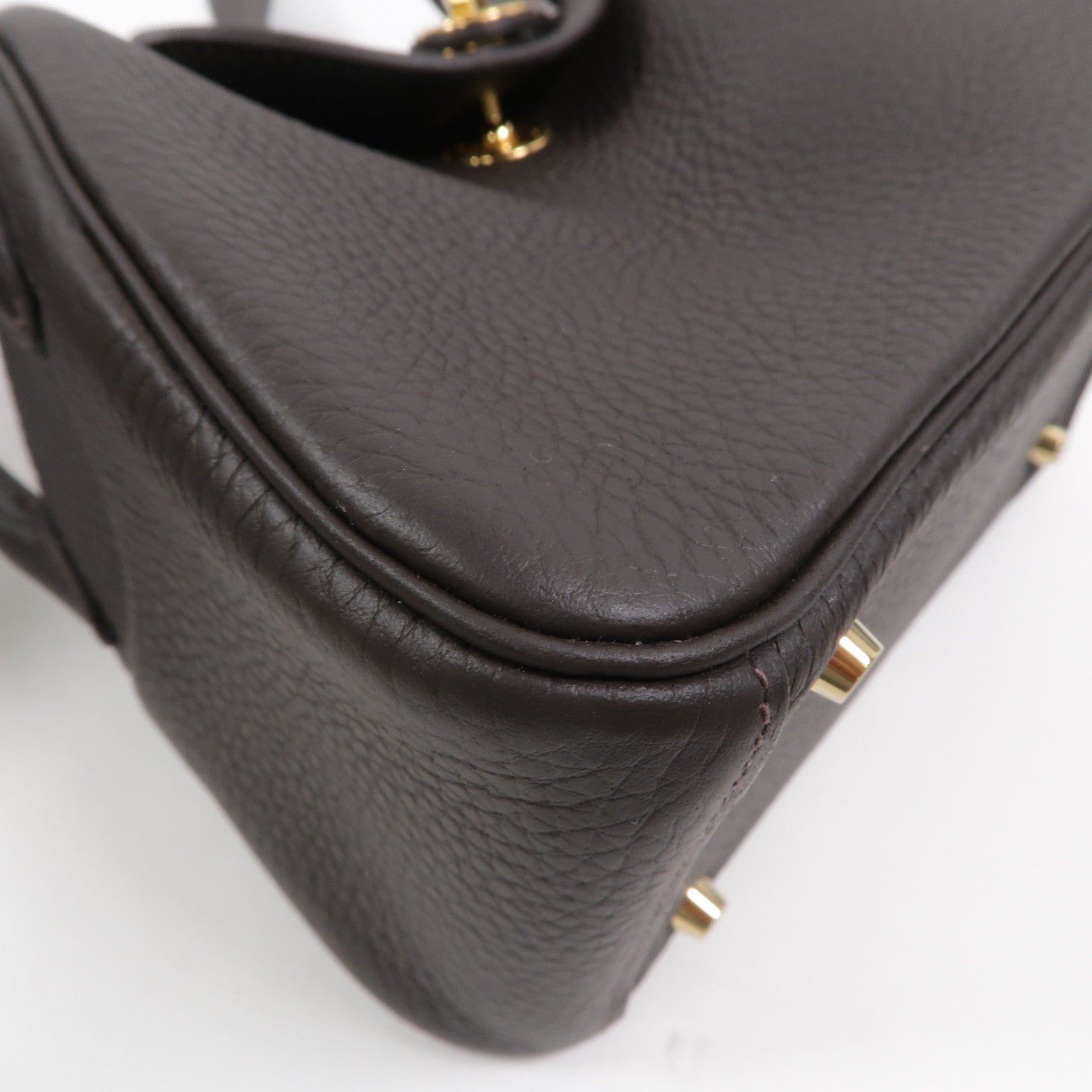 HERMES Clemence皮革Mini Lindy金扣手挽肩背兩用袋Bai Brun