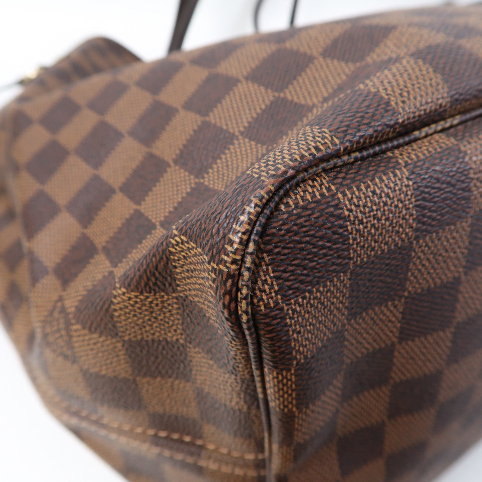 LOUIS VUITTON Damier Neverfull GM金扣手挽袋啡色