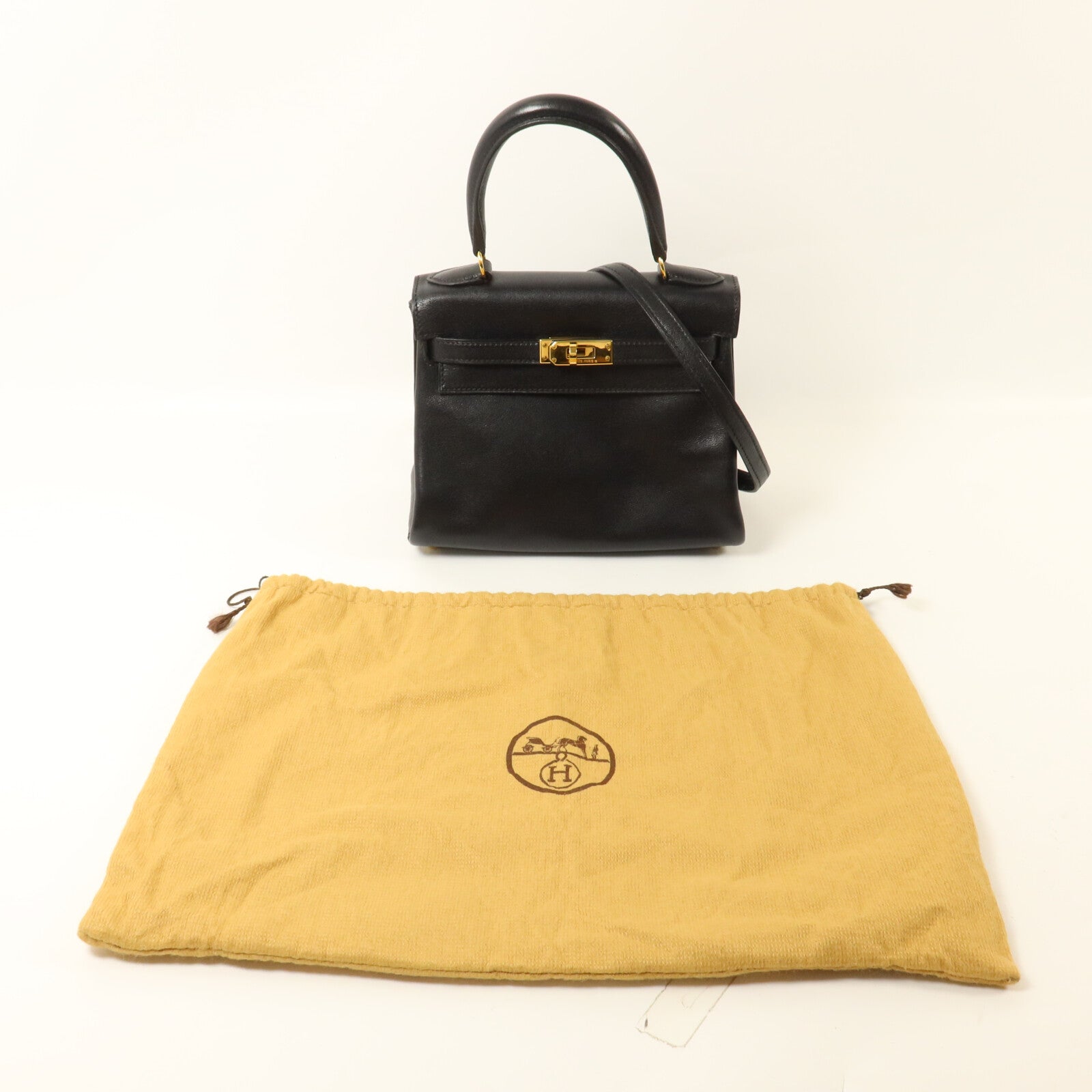 HERMES Gulliver皮革Vintage Mini Kelly手挽肩背兩用袋Noir