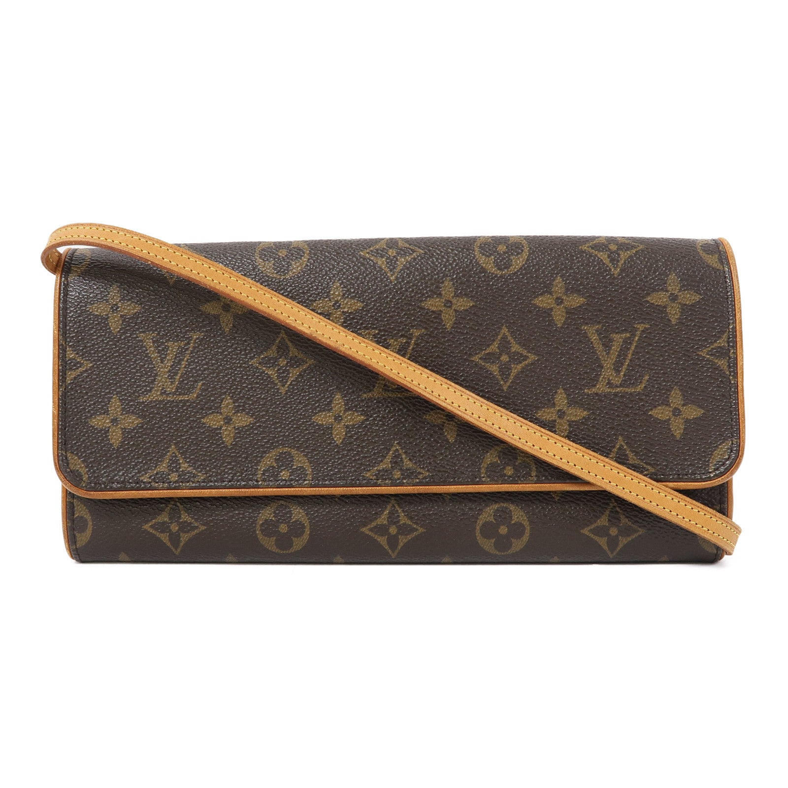 LOUIS VUITTON 【激減優惠】Monogram Pochette Twin GM金扣肩背袋啡色