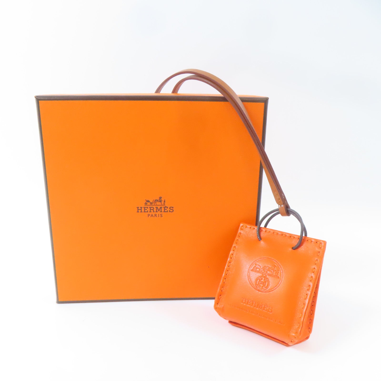 HERMES Swift皮革Charm掛飾橙色