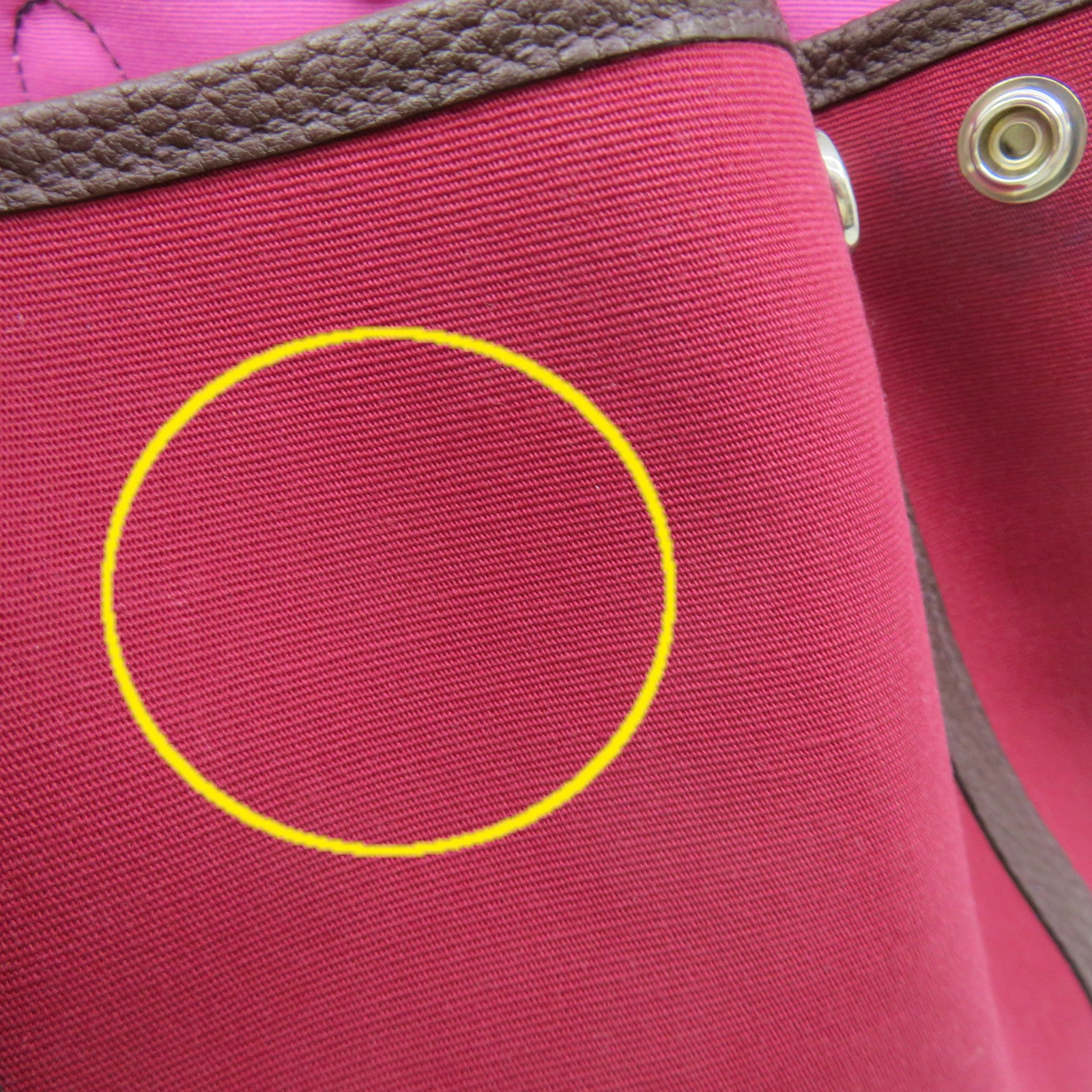HERMES 【激減優惠】Toile H帆布Garden Party TPM Hand Bag銀扣手挽袋OG酒紅色