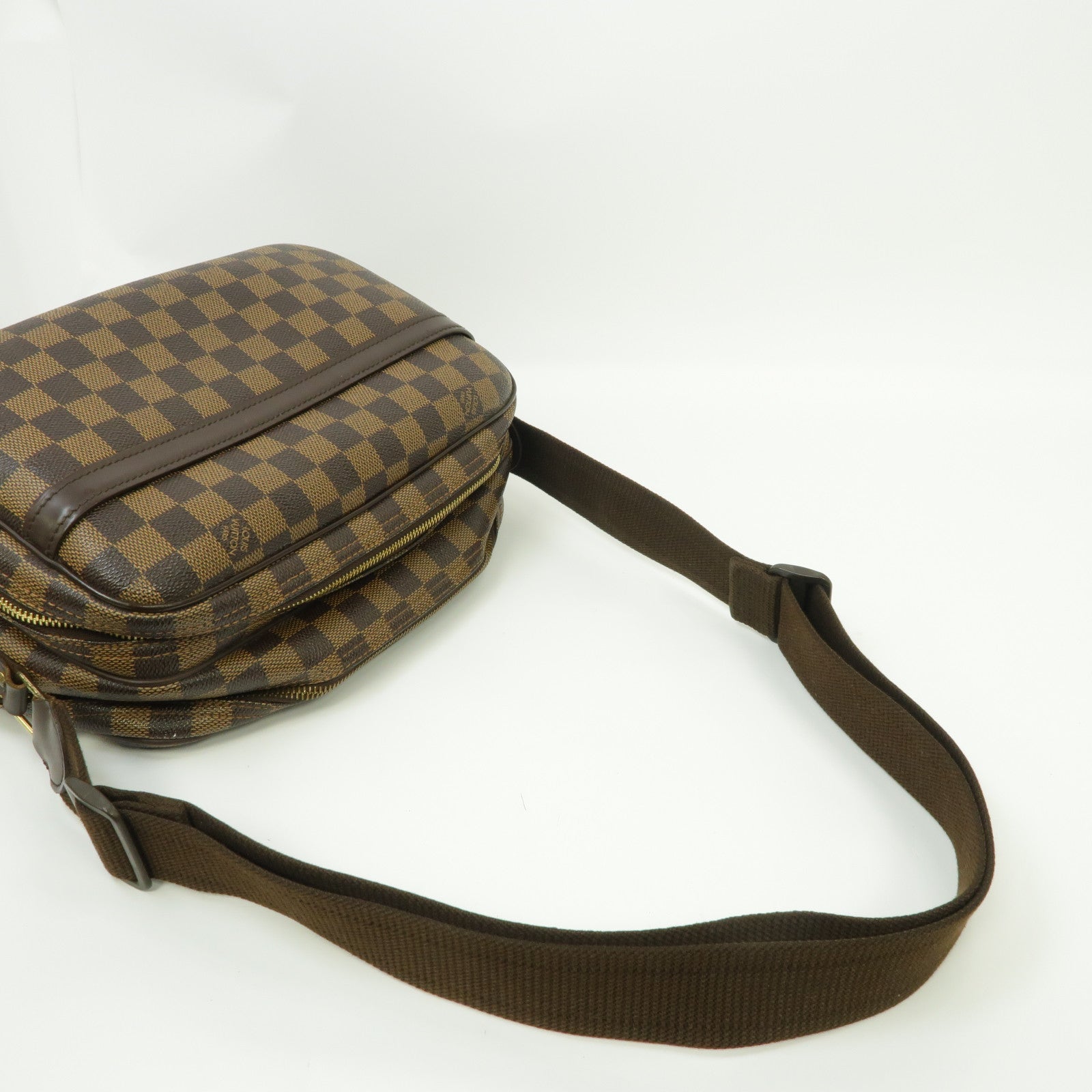 LOUIS VUITTON Damier Reporter PM金扣肩背袋啡色