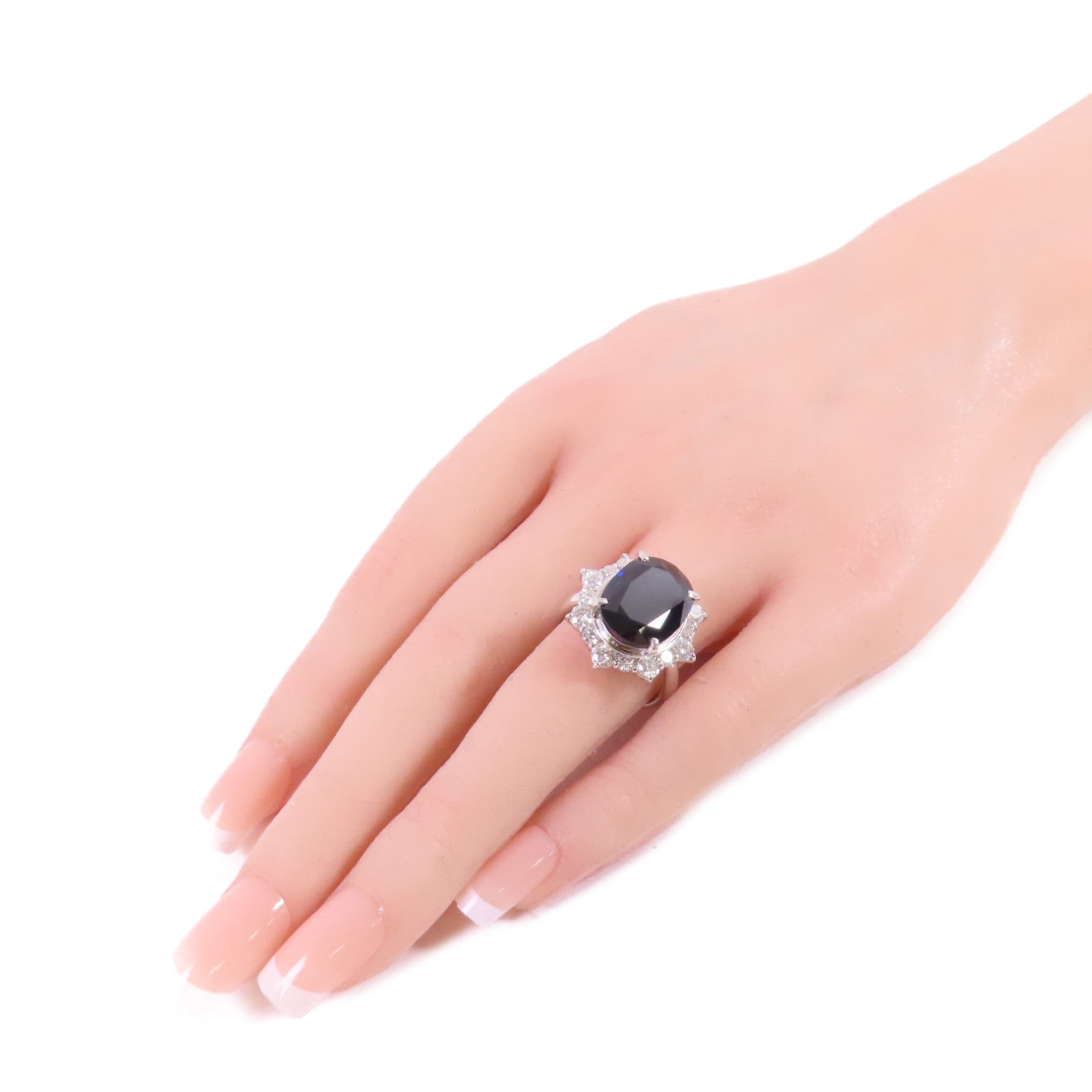JEWELRY PT900鉑金/9.164ct藍寶石/1.68ct鑽石Sapphire/Diamond Ring戒指US#6.5
