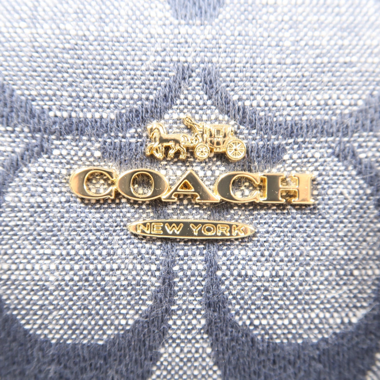 COACH 帆布Mini Rowan金扣手挽肩背兩用袋藍色