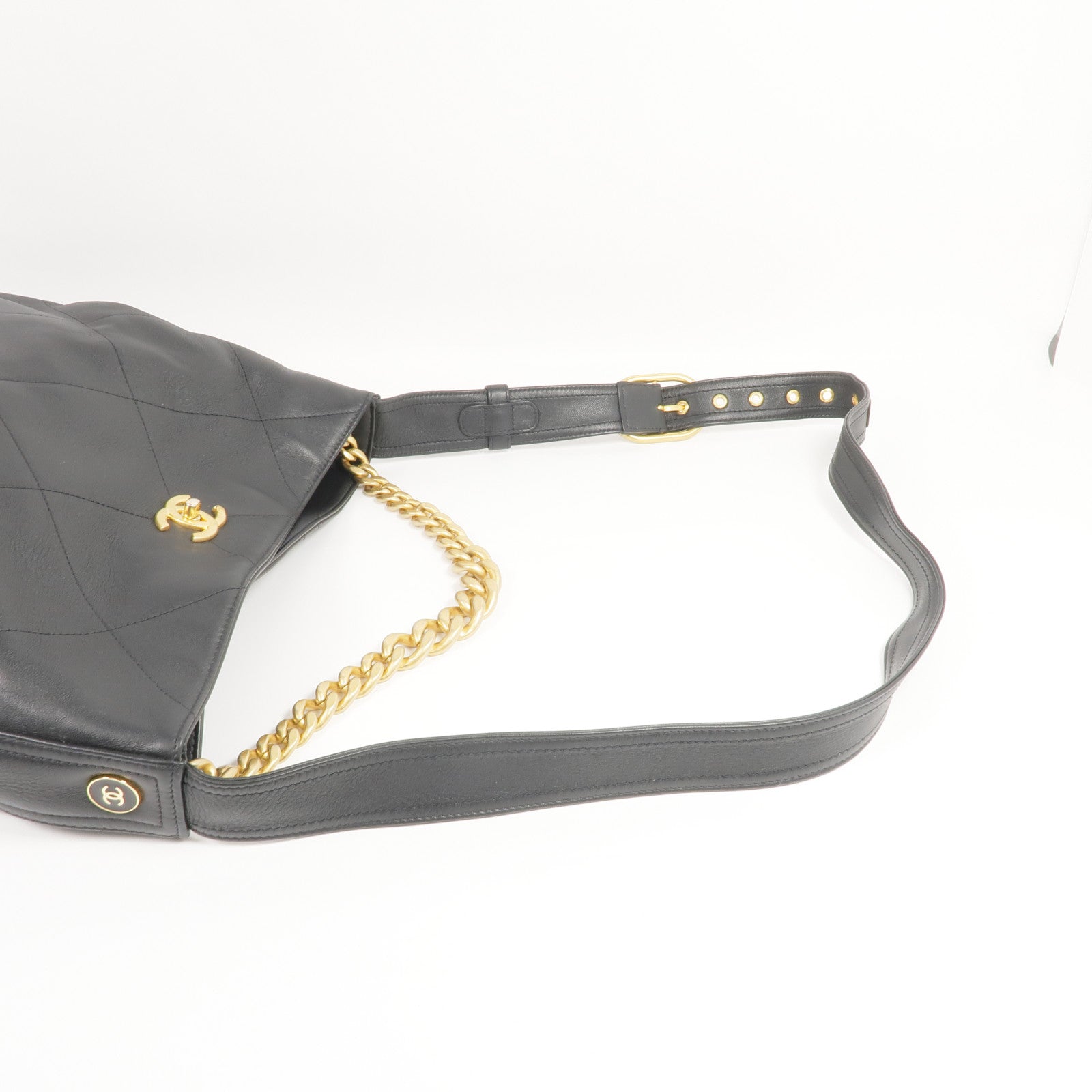 CHANEL 牛皮皮革Easy Mood Hobo Large金扣手挽肩背兩用袋
