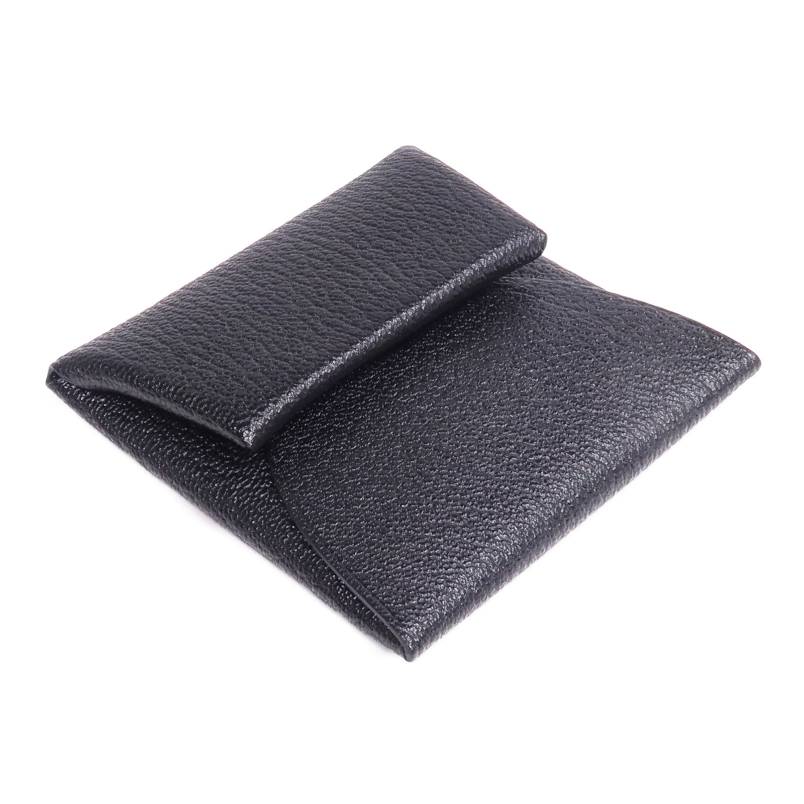 HERMES Chevre皮革Bastia零錢包Noir