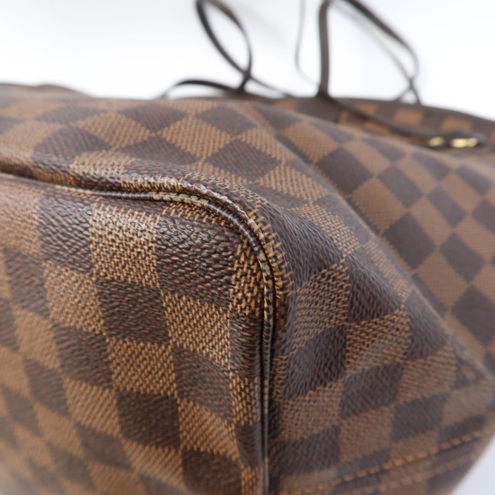 LOUIS VUITTON Damier Neverfull GM金扣手挽袋啡色