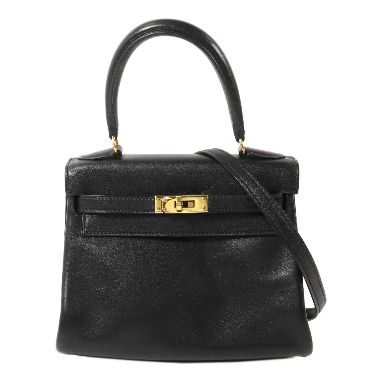 HERMES Gulliver皮革Vintage Mini Kelly手挽肩背兩用袋Noir