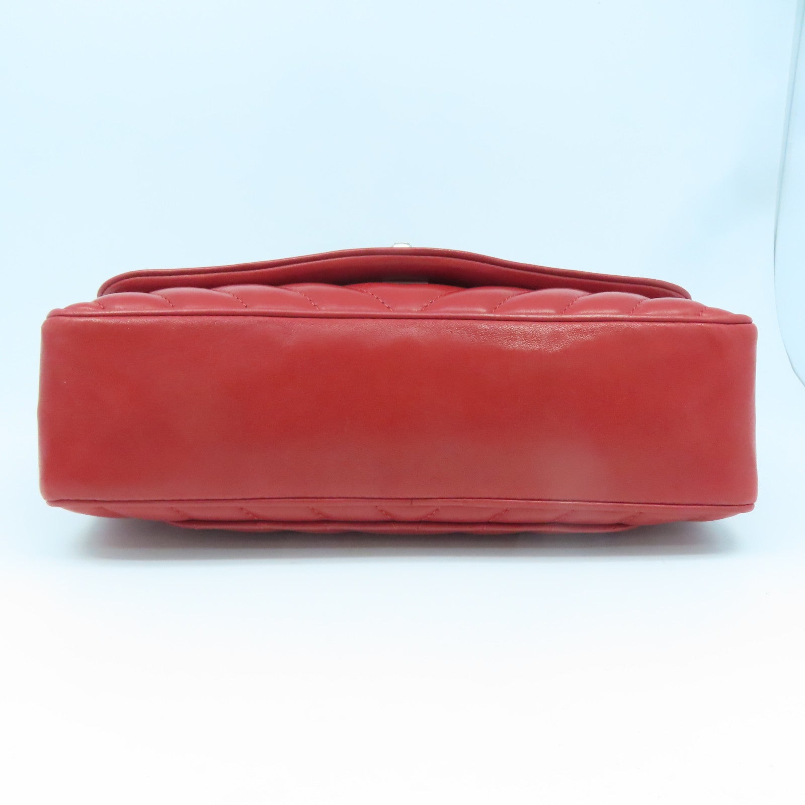CHANEL twill cowhide leather Chain Shoulder silver buckle shoulder bag red