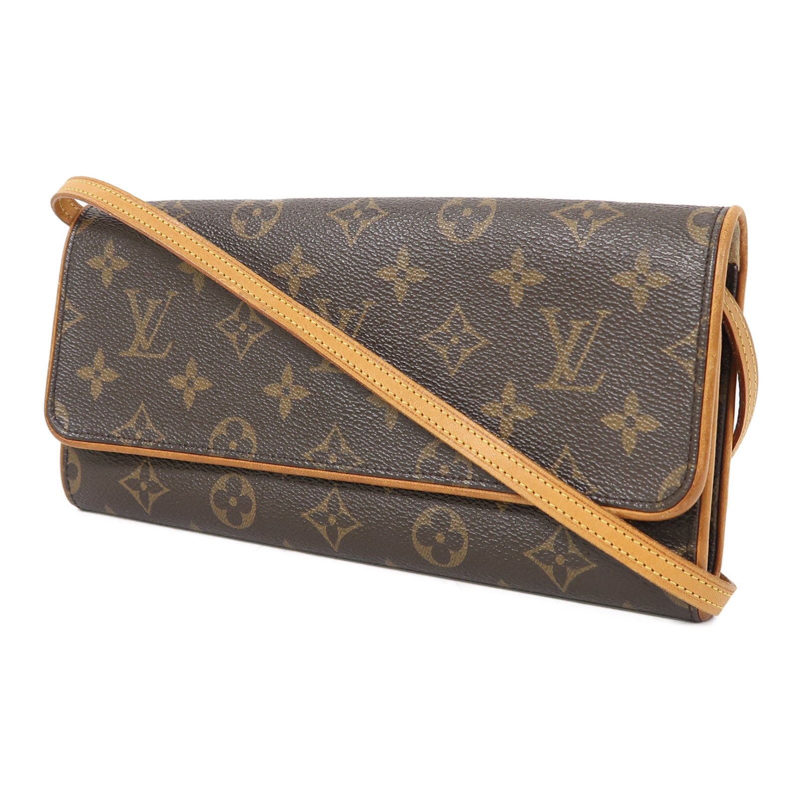 LOUIS VUITTON 【激減優惠】Monogram Pochette Twin GM金扣肩背袋啡色
