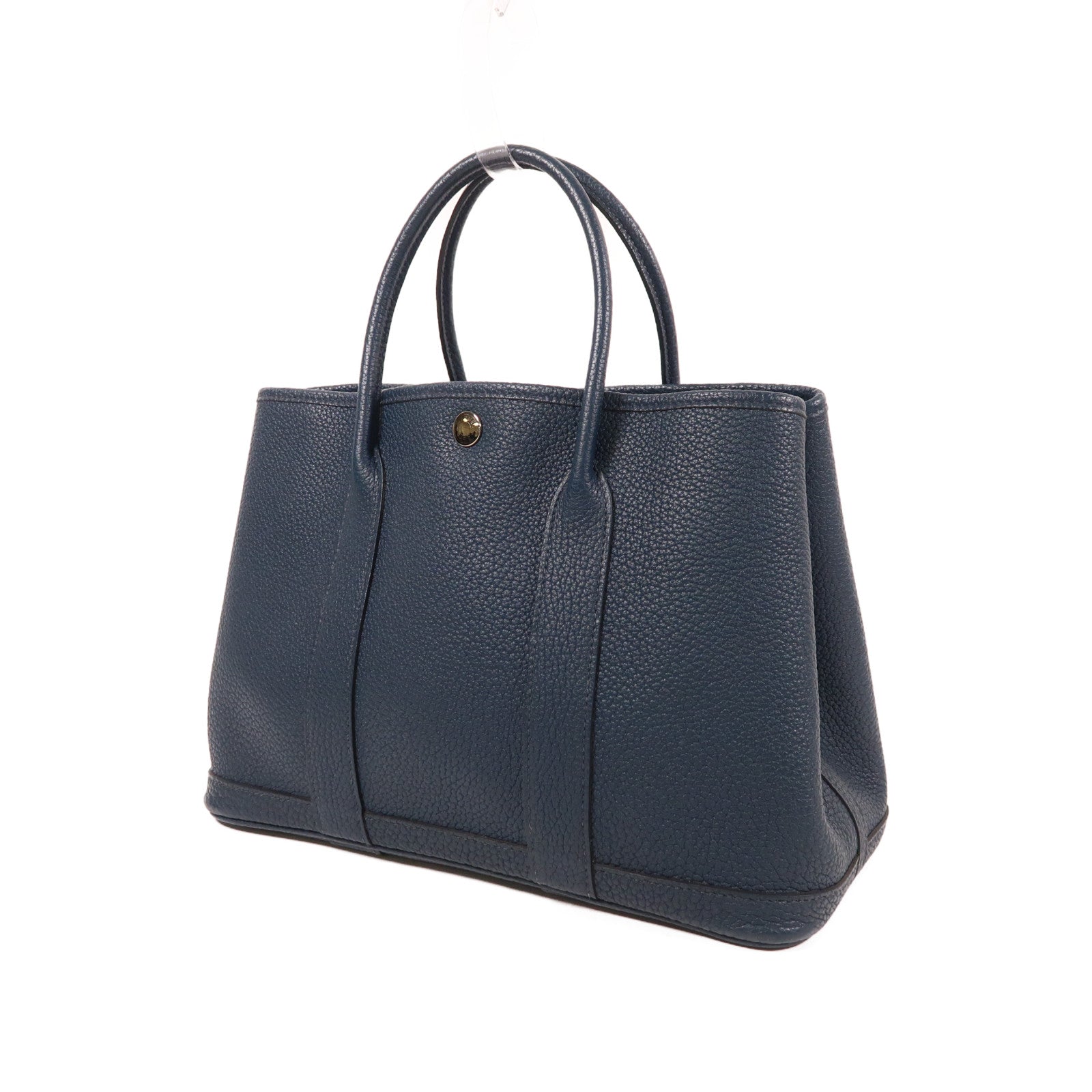 HERMES Negonda皮革Garden Party TPM銀扣手挽袋Bleu De Prusse
