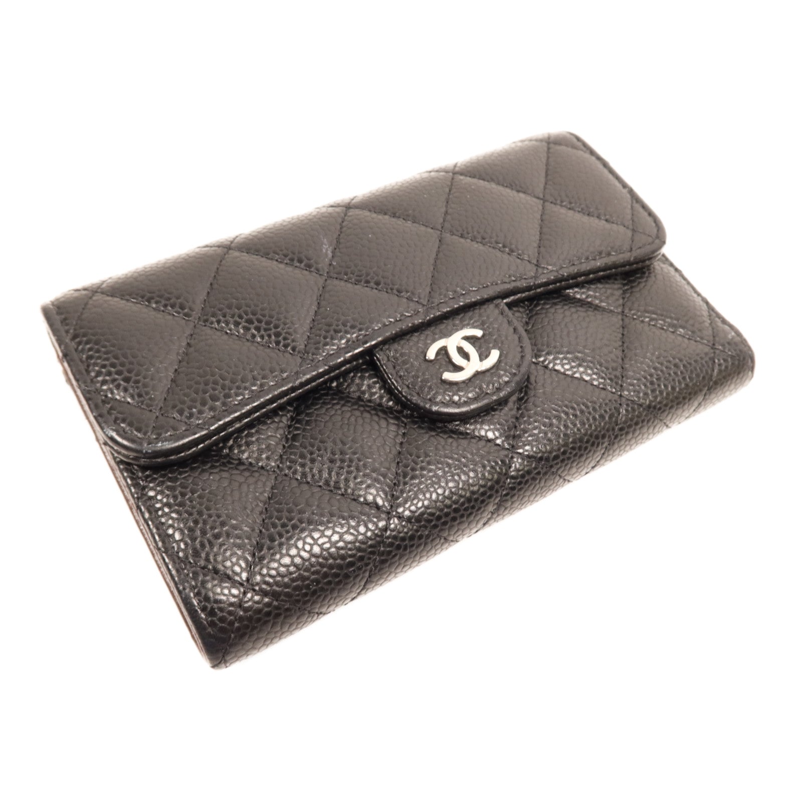 CHANEL 牛皮皮革Medium Wallet銀扣錢包