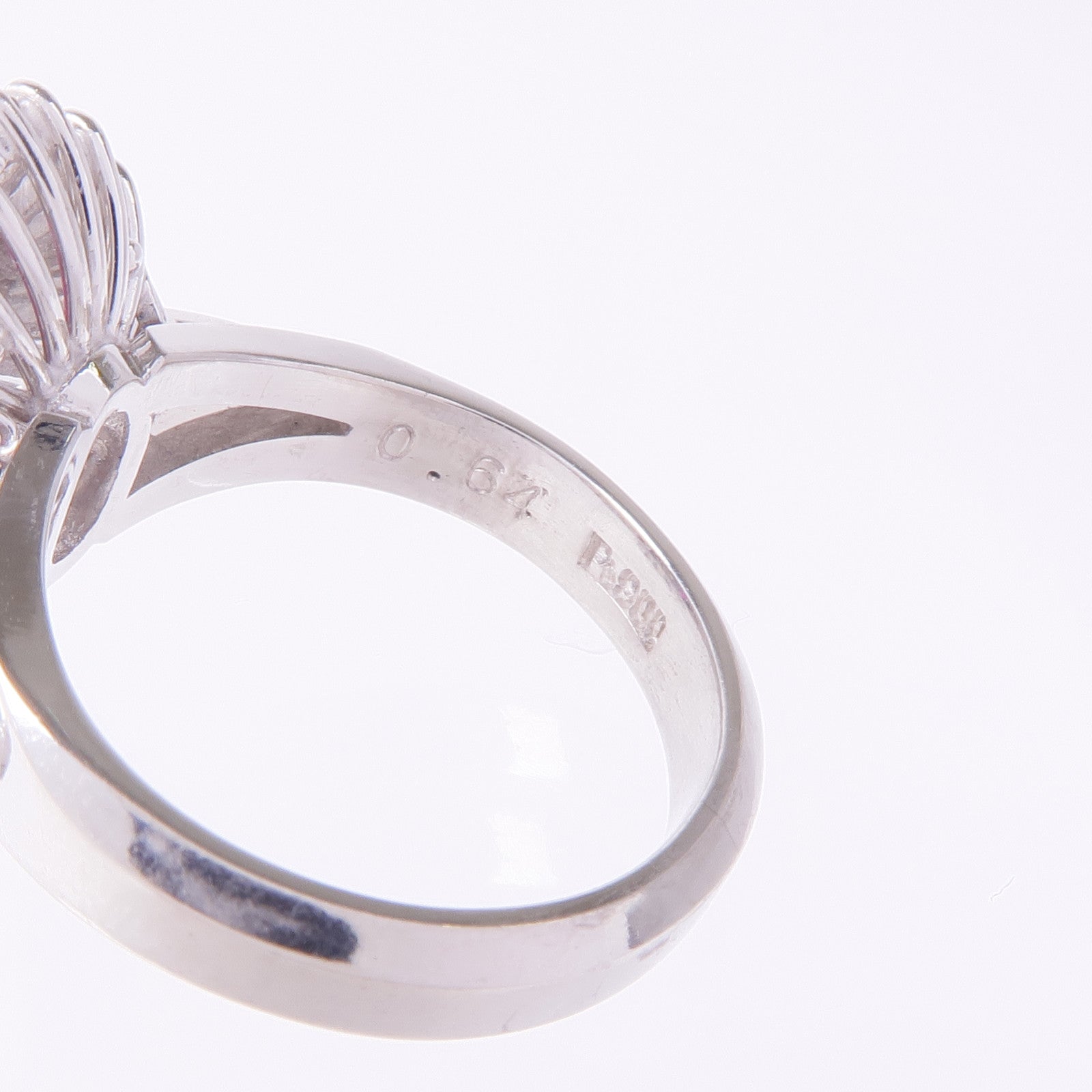JEWELRY PT900鉑金Pink Sapphire Diamond Ring粉紅色藍寶石/鑽石戒指US#4.5