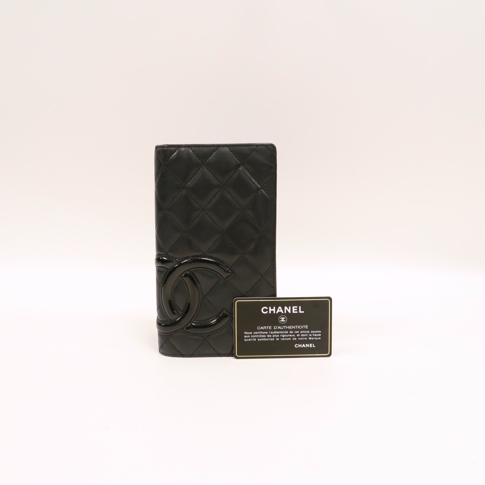 CHANEL 【激減優惠】菱格牛皮皮革Cambon Long Wallet銀扣長錢包黑色