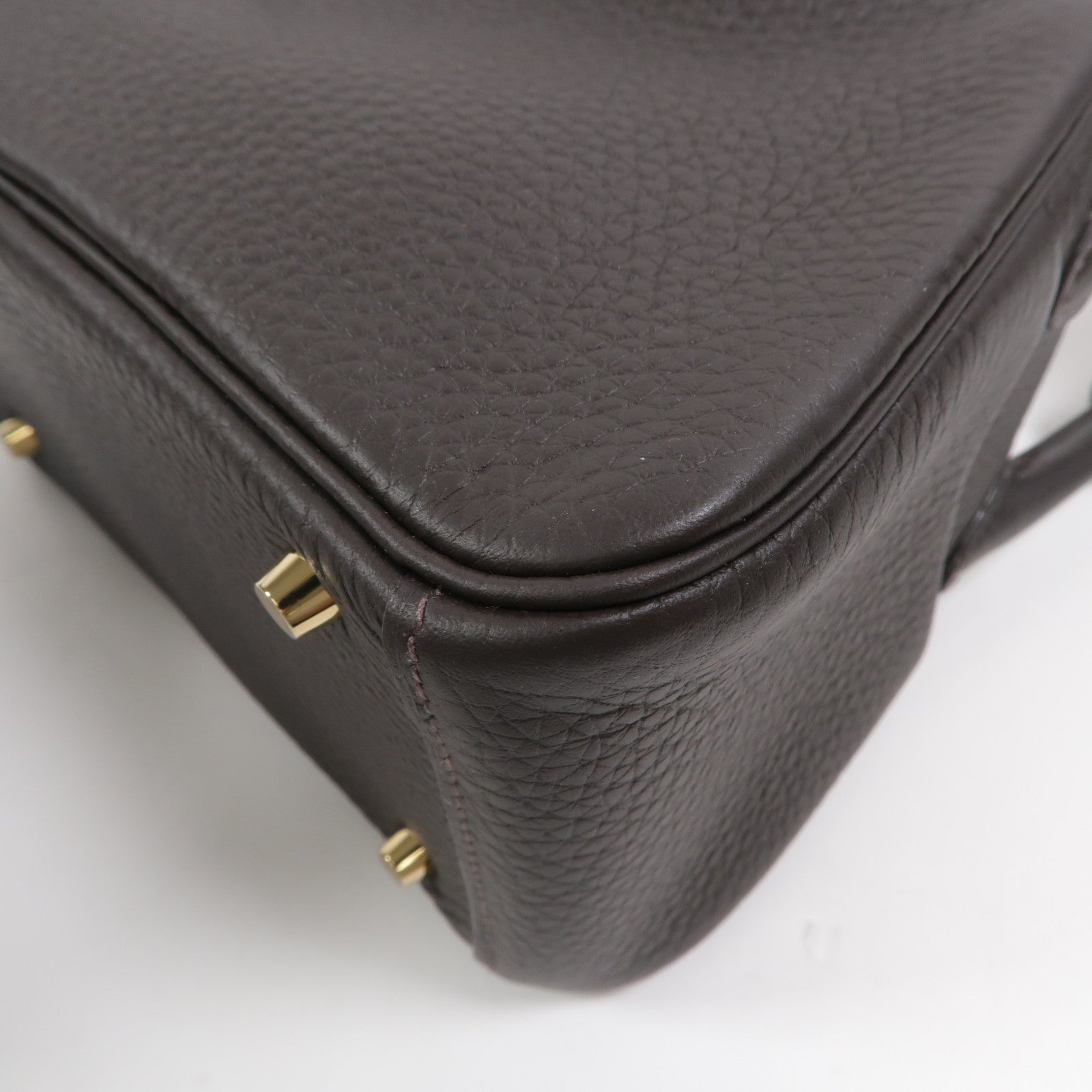 HERMES Clemence皮革Mini Lindy金扣手挽肩背兩用袋Bai Brun