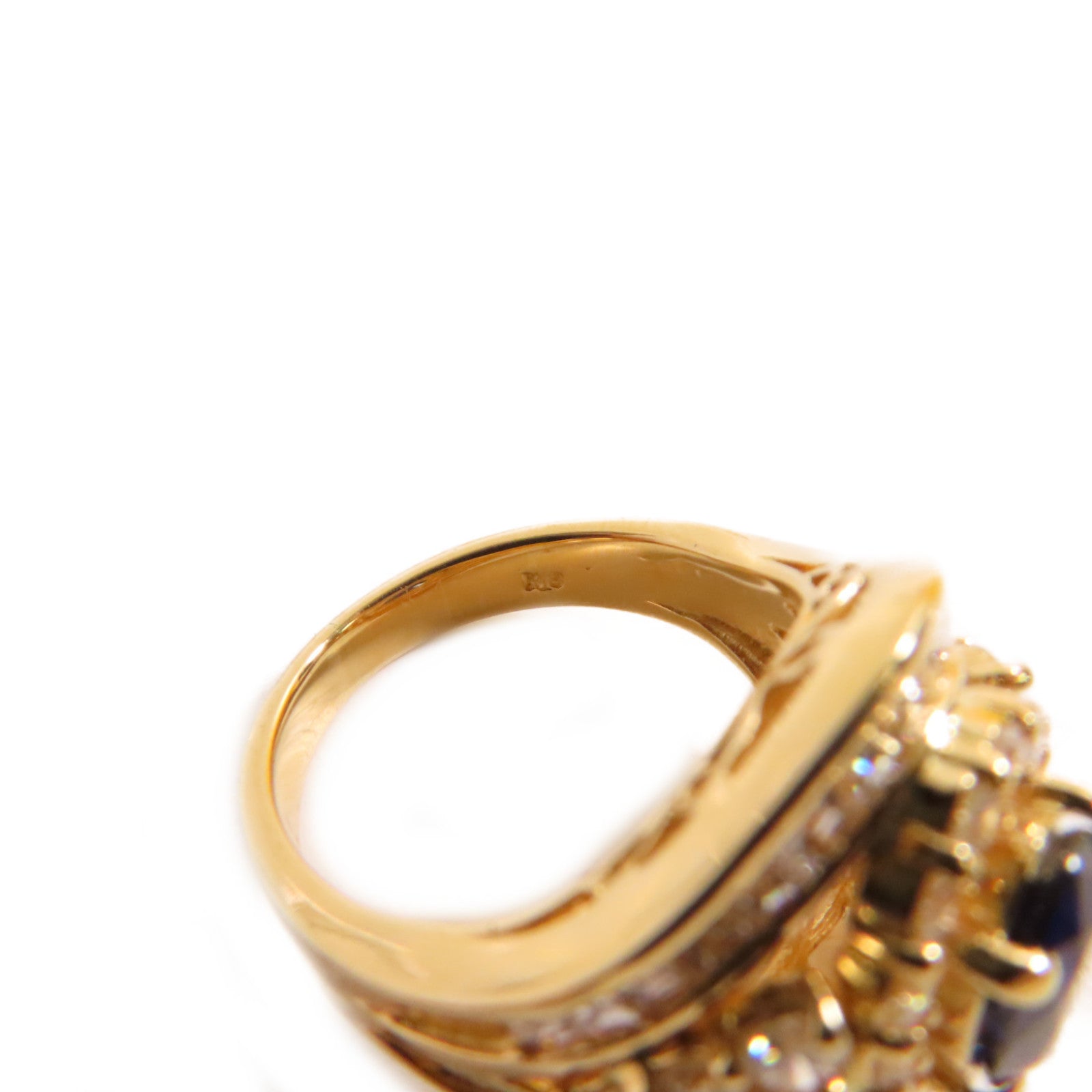 JEWELRY 【激減優惠】18K黃金/1.36ct藍寶石/1.8ct鑽石Sapphire Diamond Ring戒指US#5.25