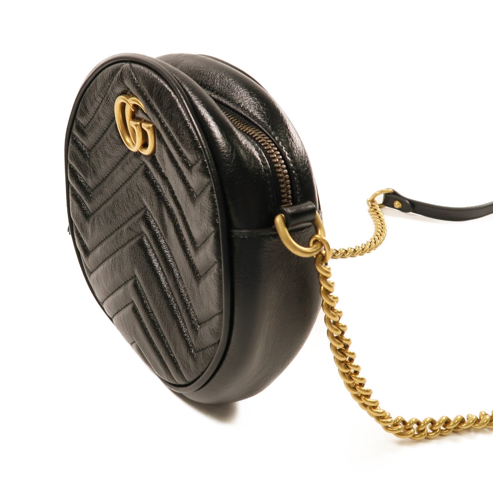GUCCI GG GHW Marmont Shoulder Bag Calfskin Leather 550154 Black